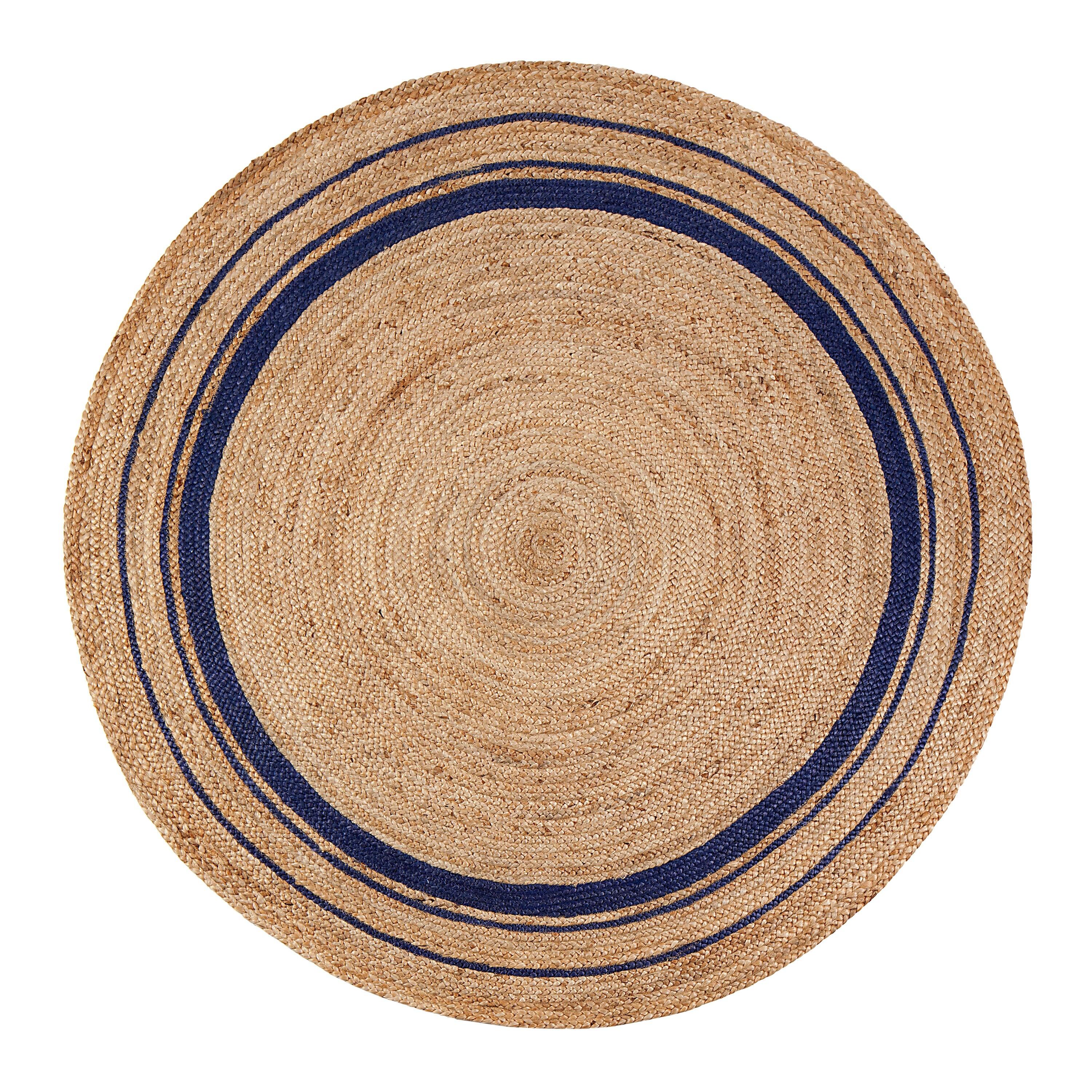 8' Round Beige/Midnight Kerala Area Rug Round - Anji Mountain