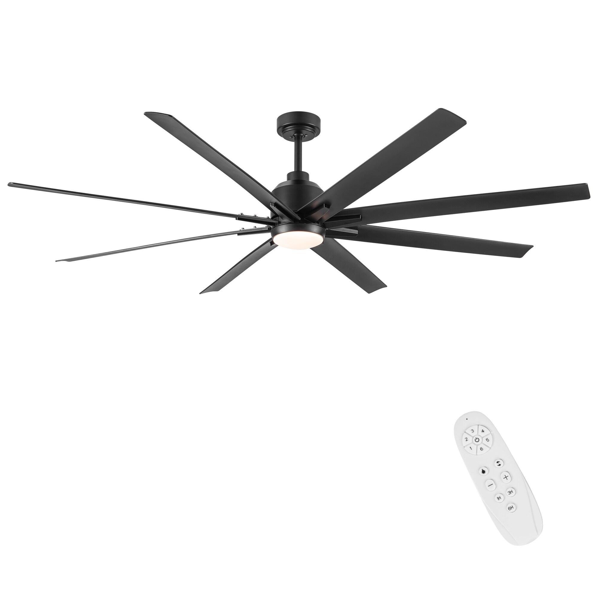 Wellspeed 72 in. Large Ceiling Fan with Integrated LED and 8 Blade, for Mordern Indoor/Outdoor, Black