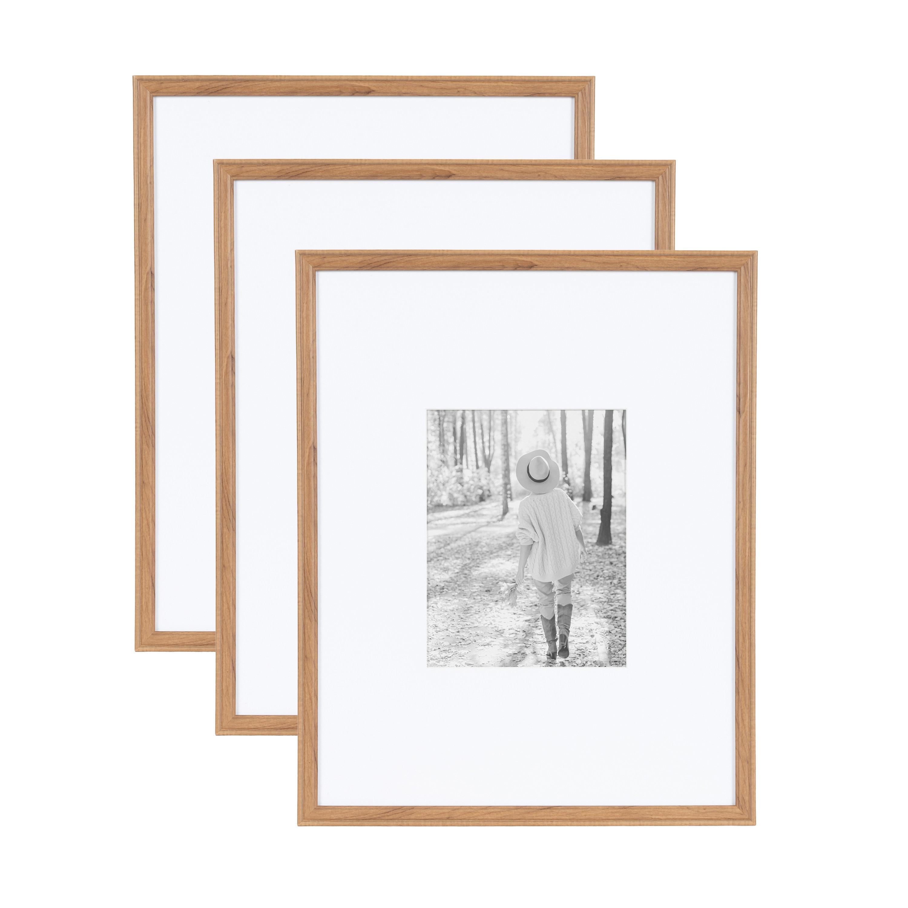 Kate & Laurel All Things Decor (Set of 3) 16"x20" Matted to 8"x10" Adlynn Rectangle Picture Frames Brown