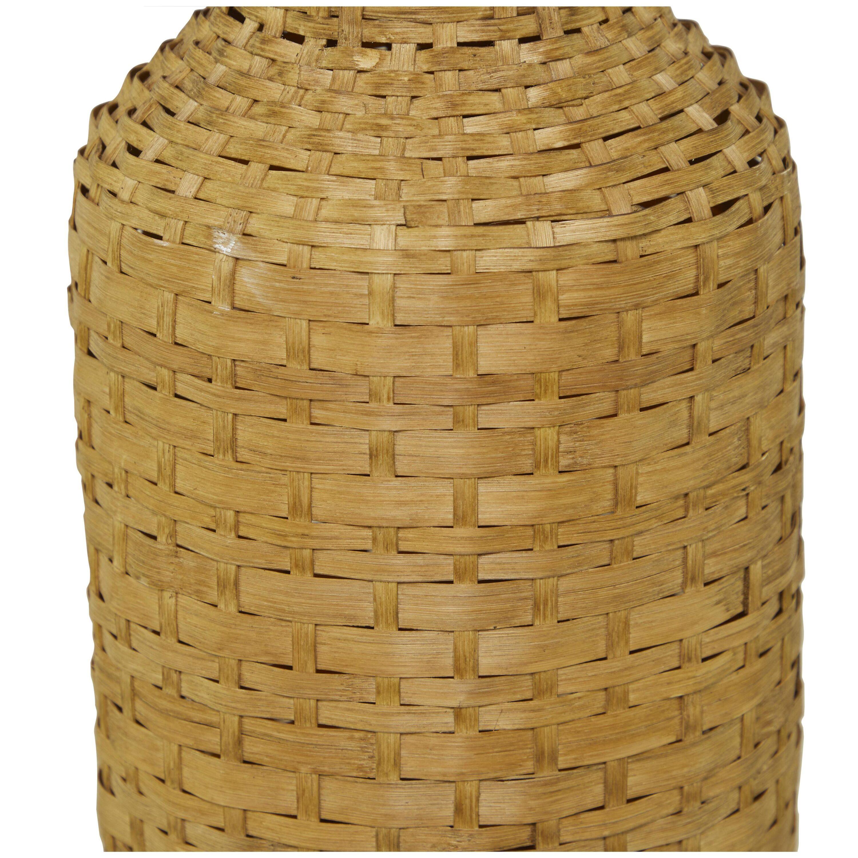 Studio 350 Intricately Woven Tall Bamboo Wood Floor Vase  - White or Brown Brown - 9"W, 39"H