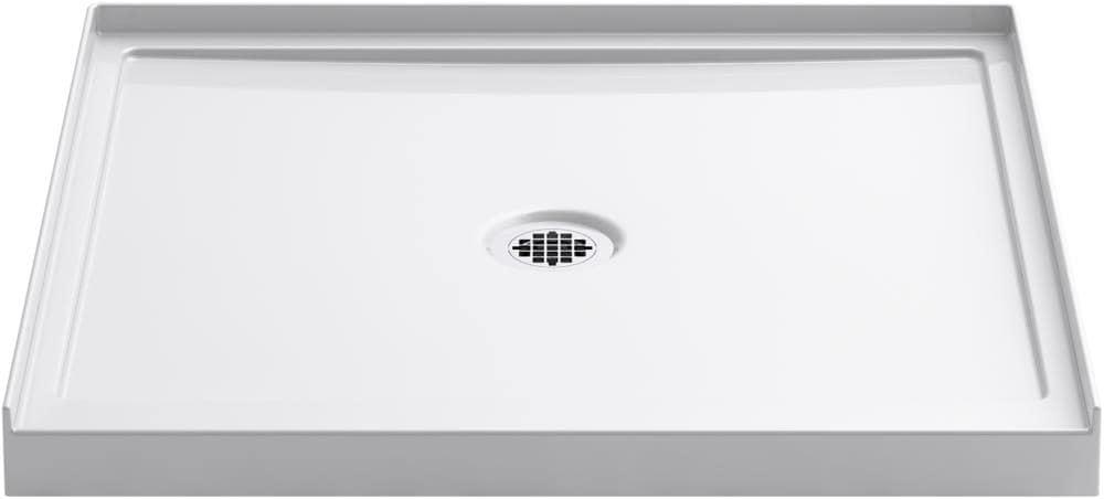 White Acrylic Single-Threshold Shower Base with Center Drain, 36" x 34"