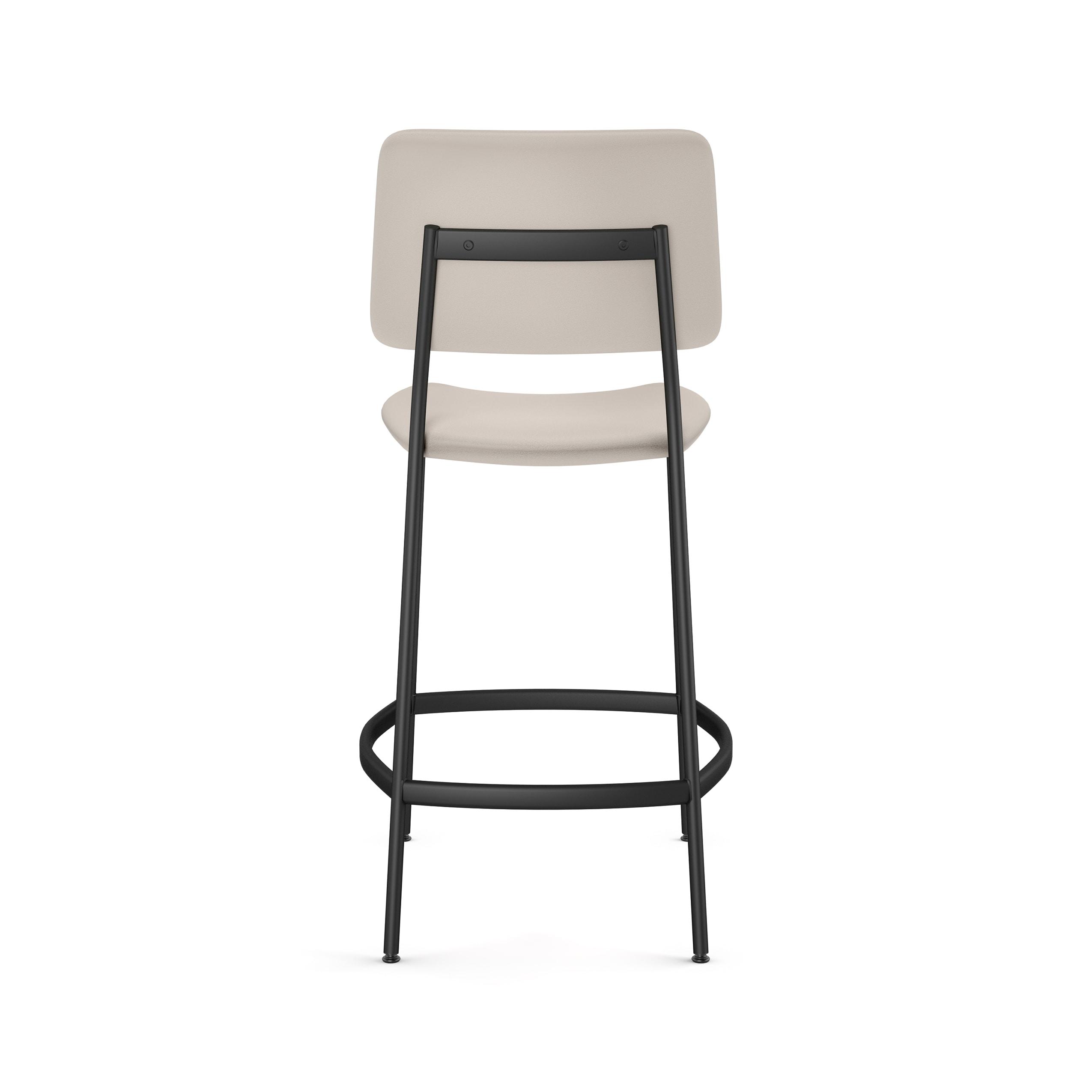 Amisco Sullivan 26 In. Counter Stool - Cream Faux Leather / Black Metal