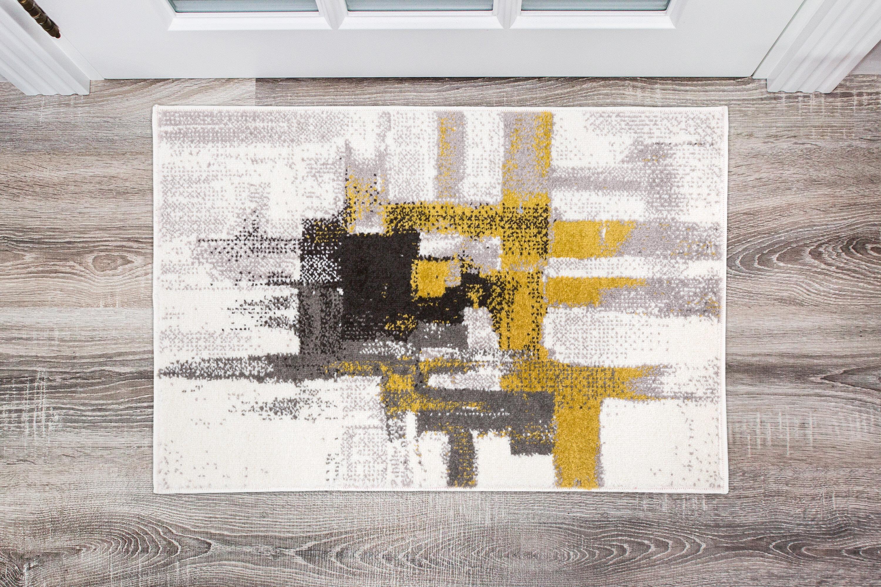 World Rug Gallery Contemporary Modern Abstract Gold 2' x 3' Area Rug