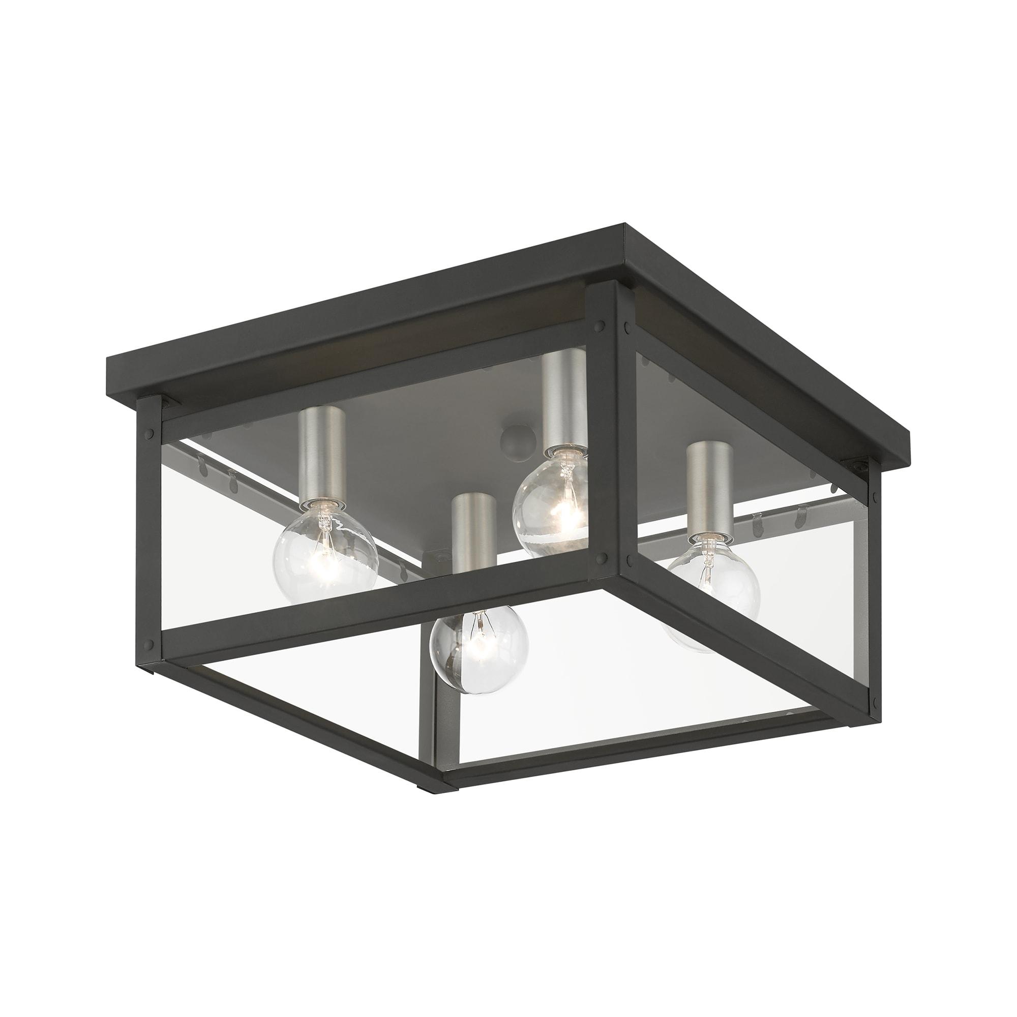 Livex Lighting 4032 Milford 4 Light 11" Wide Flush Mount Ceiling Fixture - Black / Brushed