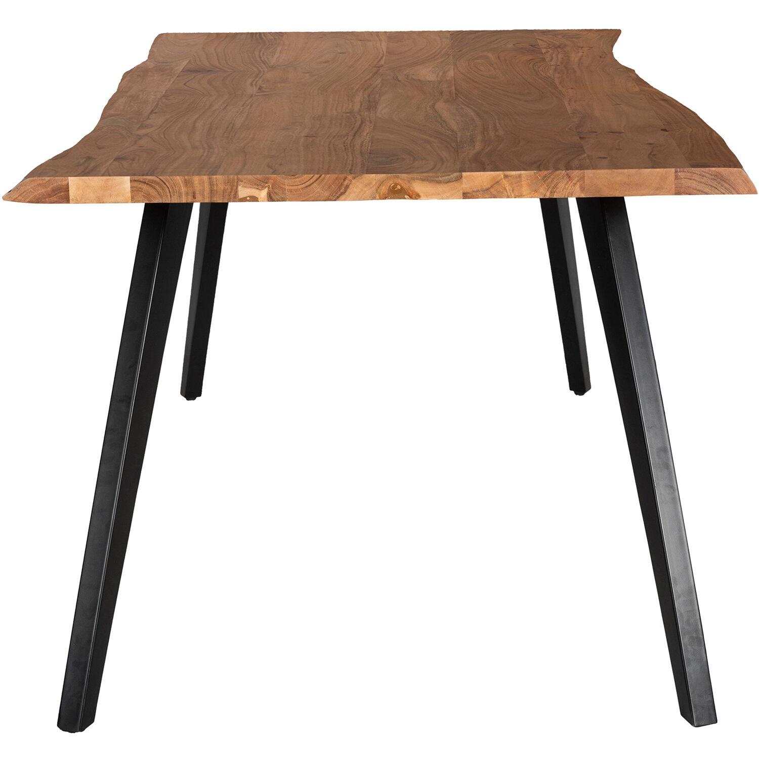 Hanover Porto 79-In. Acacia Wood Dining Table | Modern Live Edge Design | Perfect for Dining Room or Kitchen | Natural Top with Black Legs, HDR010-NAT