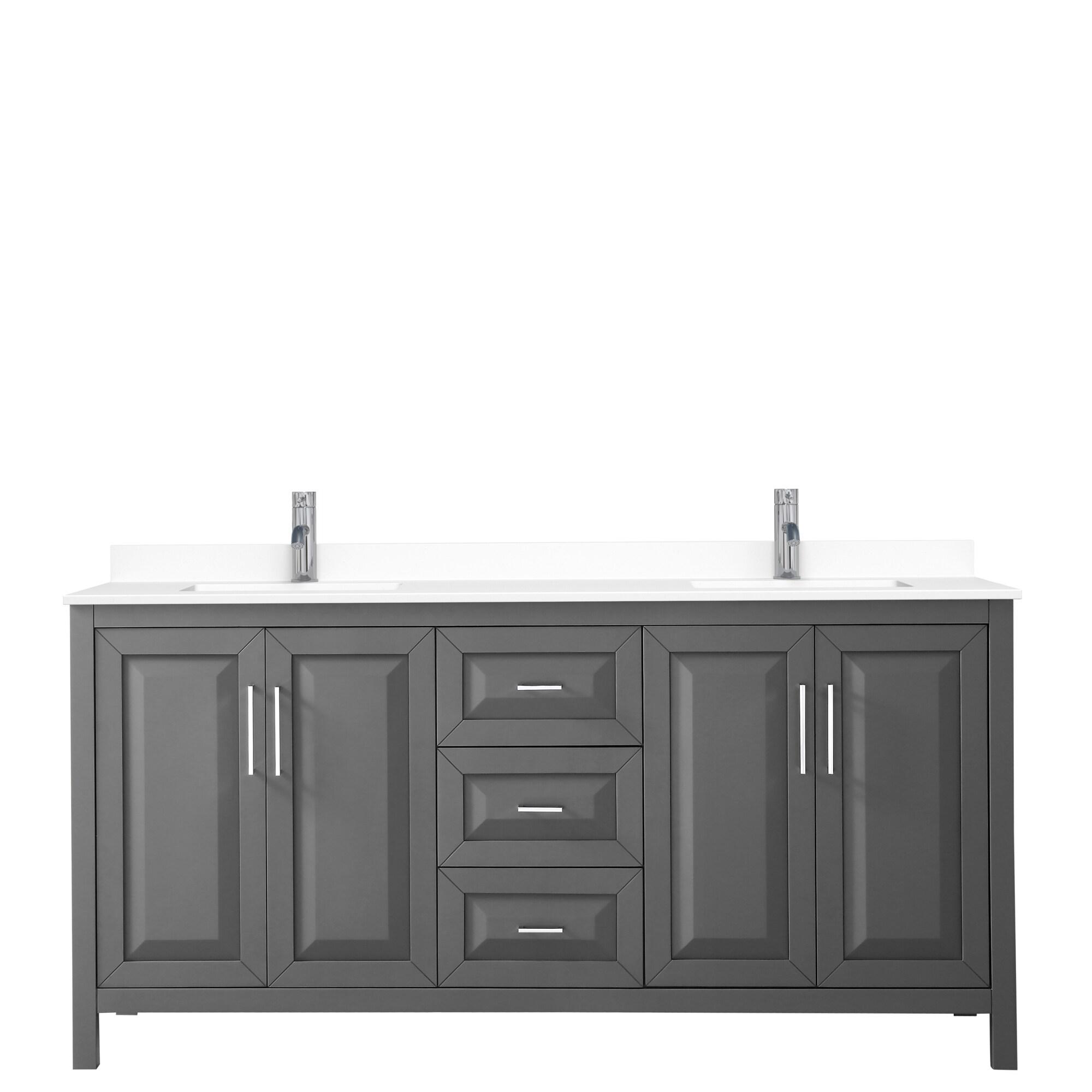 Wyndham Collection Daria 72'' Double Bathroom Vanity with Carrara Marble Top