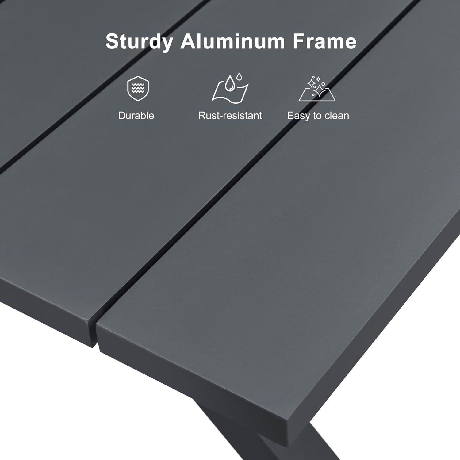 PURPLE LEAF 9 Pieces Outdoor Dining Set All-Weather PE Rattan Outdoor Patio Furniture Set with All Aluminum Frame Rectangular Table and Chairs Set for Lawn Garden Backyard Deck, Grey