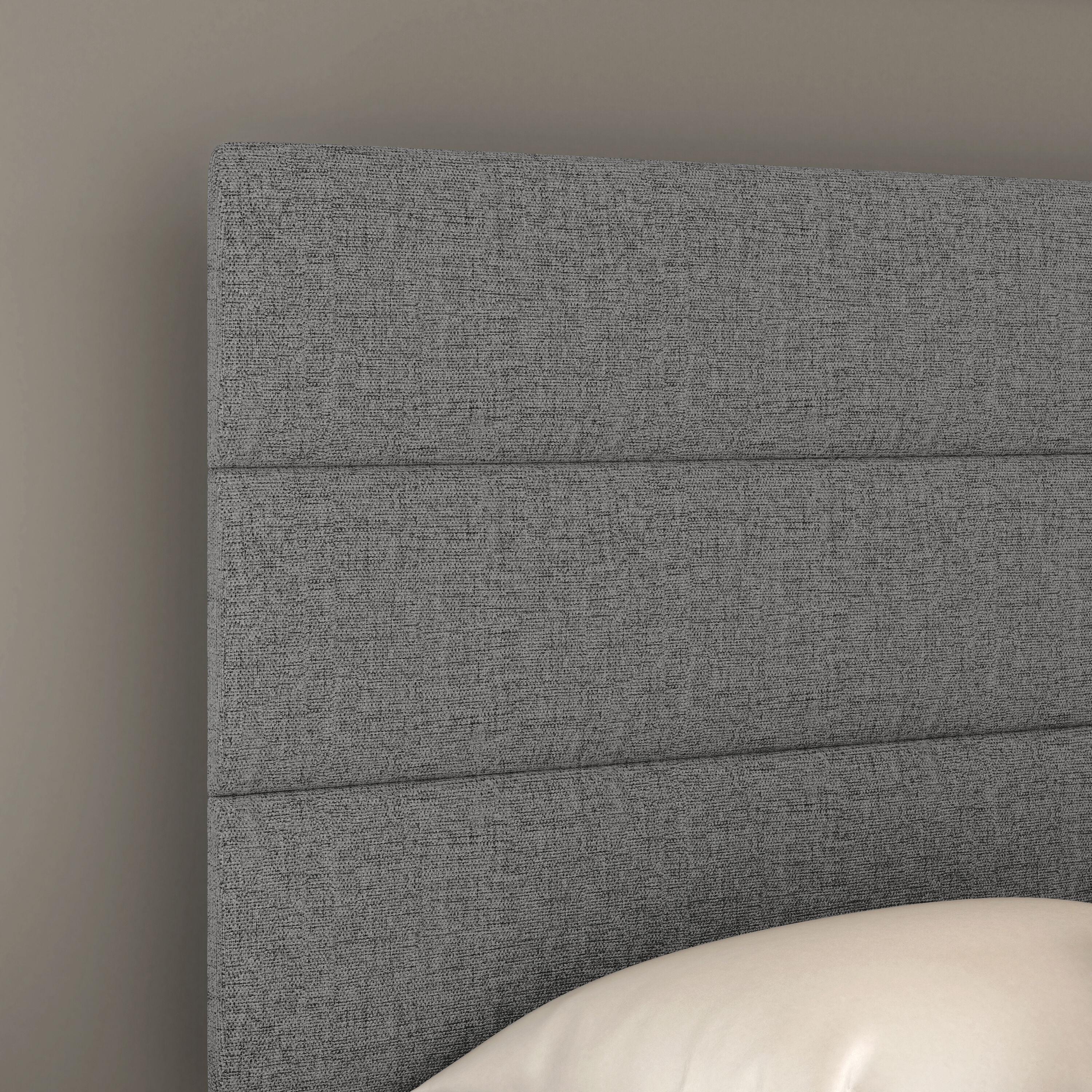 Boyd Sleep Ravenna Upholstered Linen Tri-Panel Channel Adjustable Height Headboard Platform Bed Frame