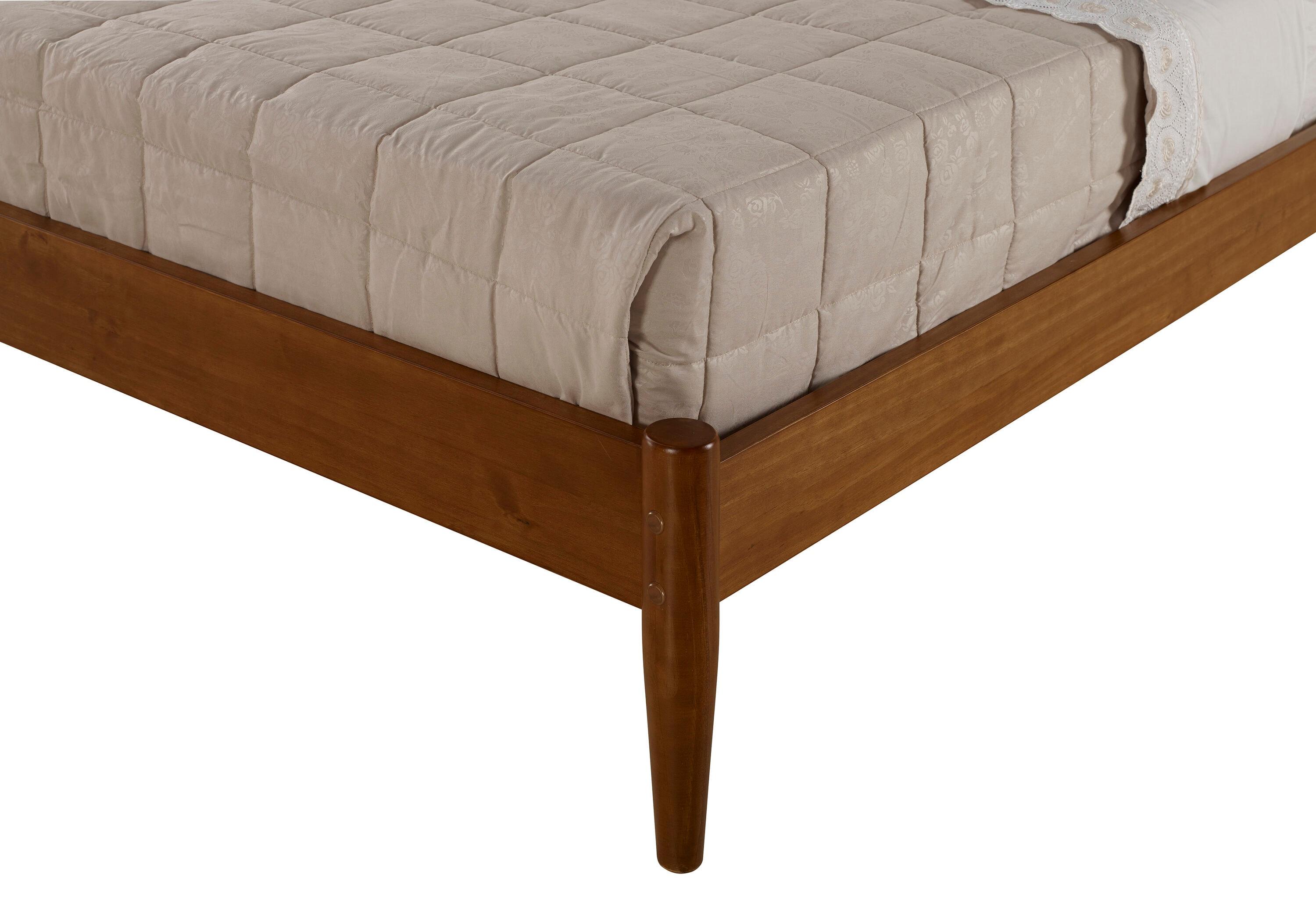 Camaflexi Mid Century Platform Bed Wood Panel Bed Frame with Headboard, Full, Castanho