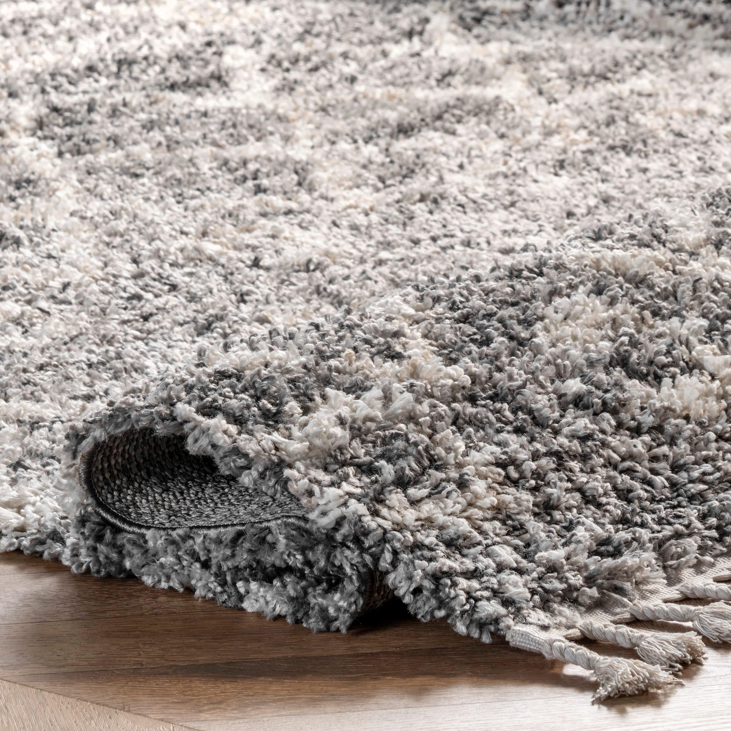 Nuloom Kristi Moroccan 3x5 Accent Shag Indoor Area Rug for Living Room Bedroom Dining Room Nursery Entryway, Grey/Ivory