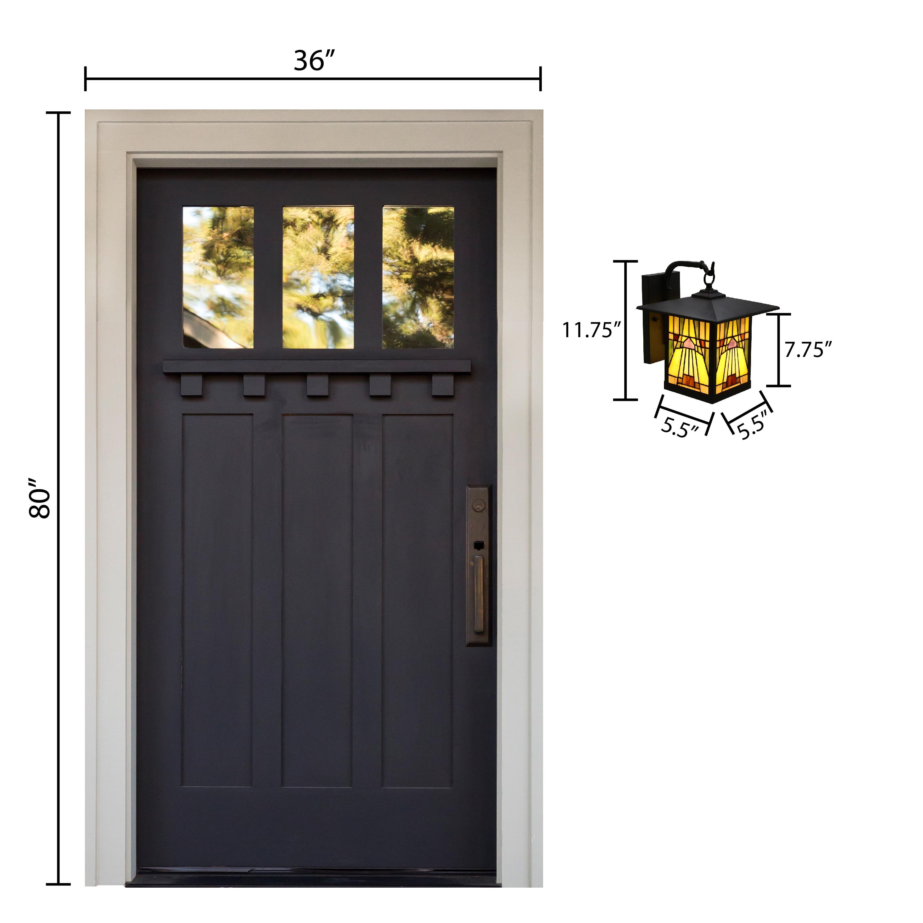 11.75" 1-Light Mona Mission Style Outdoor Wall Lantern Sconce Bronze - River of Goods: Stained Glass, ETL Listed, Weather-Resistant