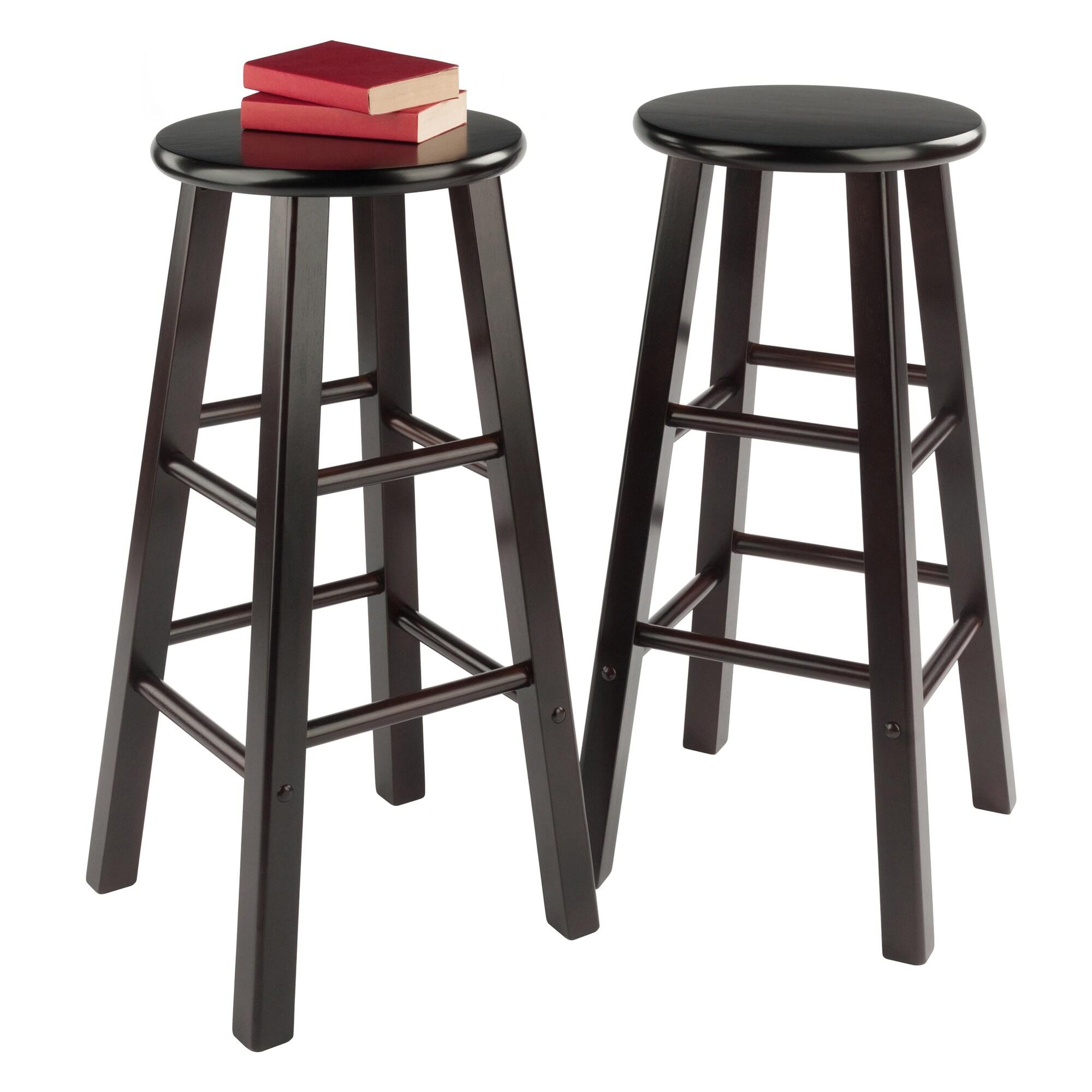 29" 2pc Element Barstools Espresso - Winsome: Solid Wood, High Stools, 220lbs Capacity