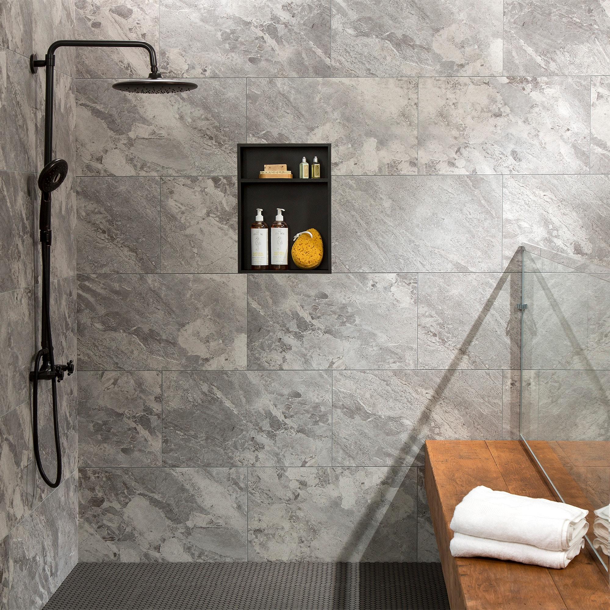 Palisade 25.6 in. x 14.8 in. Interlocking Vinyl Waterproof Wall Tiles
