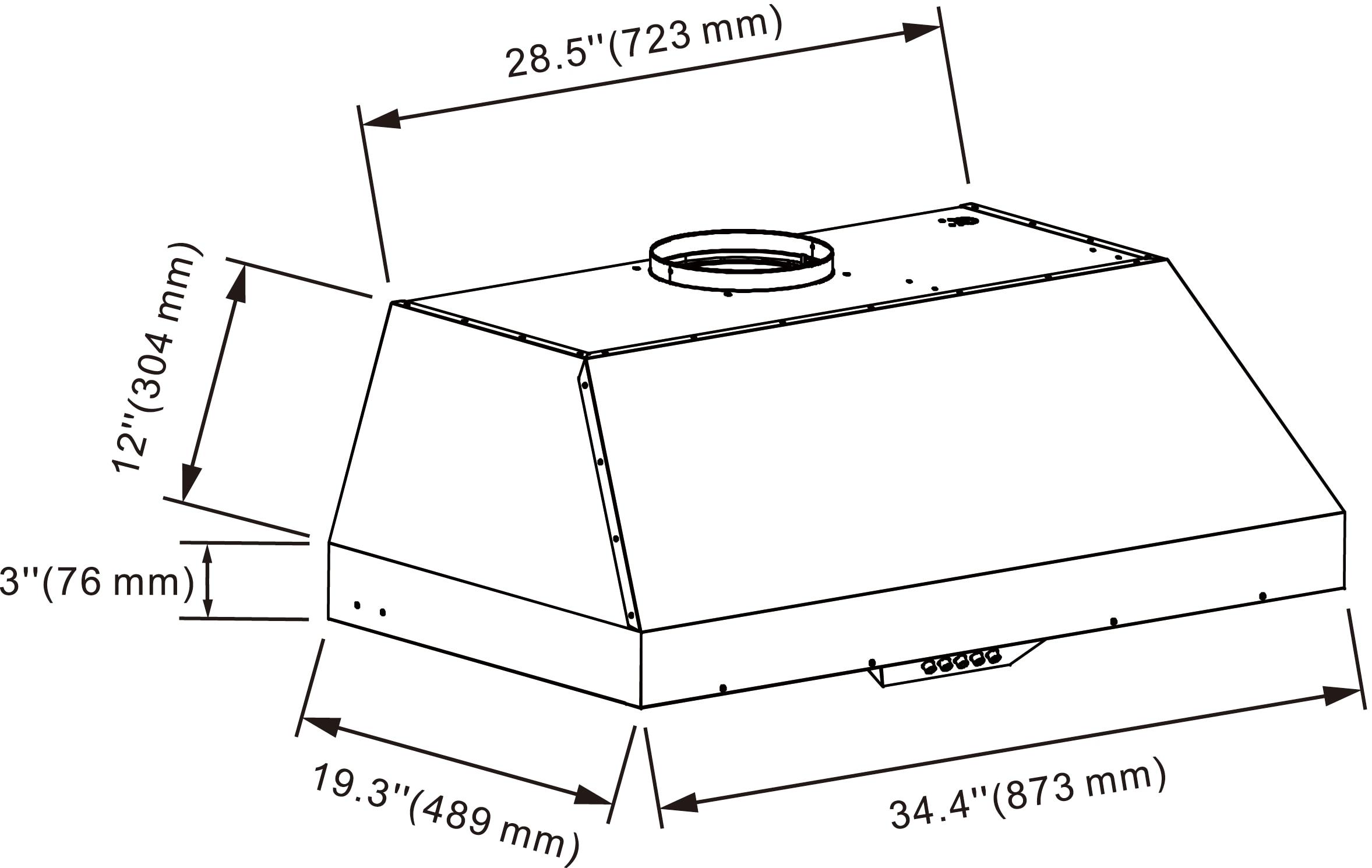 36" 500 CFM Insert Range Hood in Stainless Steel
