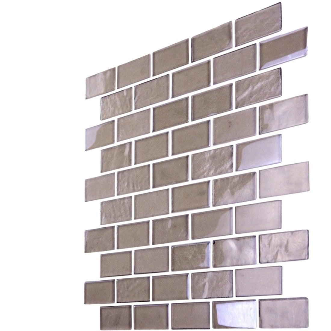 Abolos Landscape 1 in. x 2 in. Translucent Glass Plastic Face Mounted Brick Mosaic Designer Pool Tile