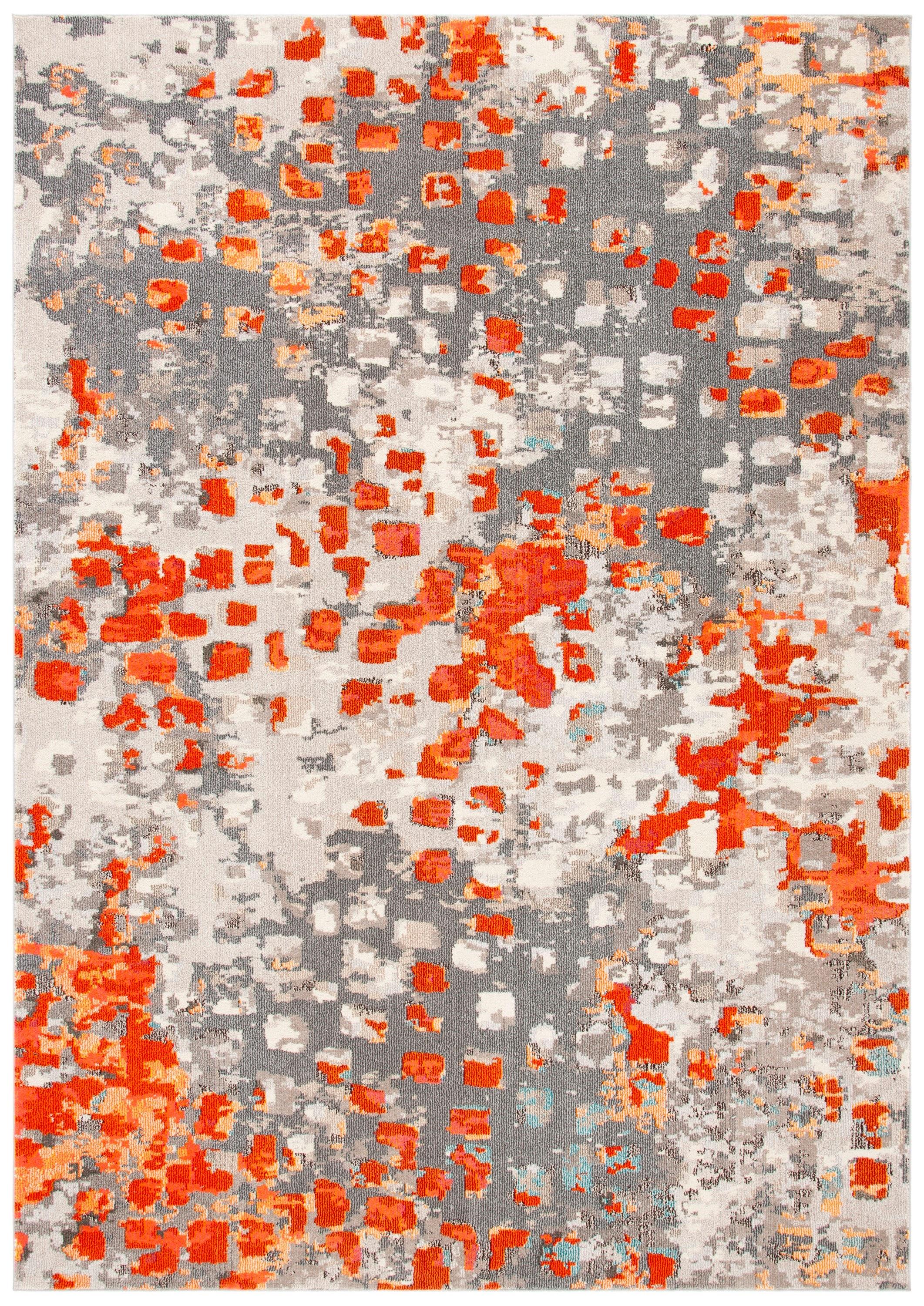 Monaco MNC225 Power Loomed Indoor Area Rug - Grey/Orange - 10'x14' - Safavieh