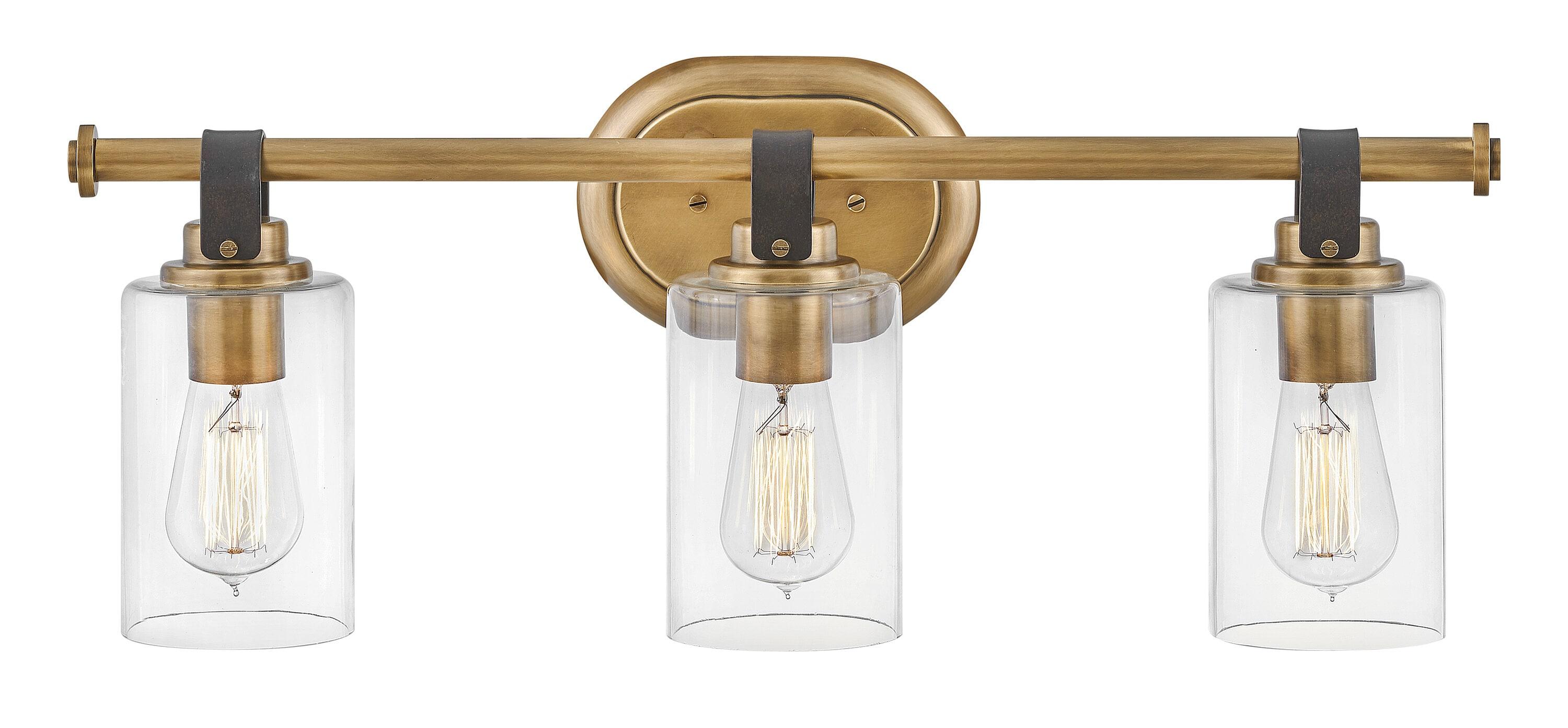 Heritage Brass 3-Light Vanity Light with Clear Glass Shades