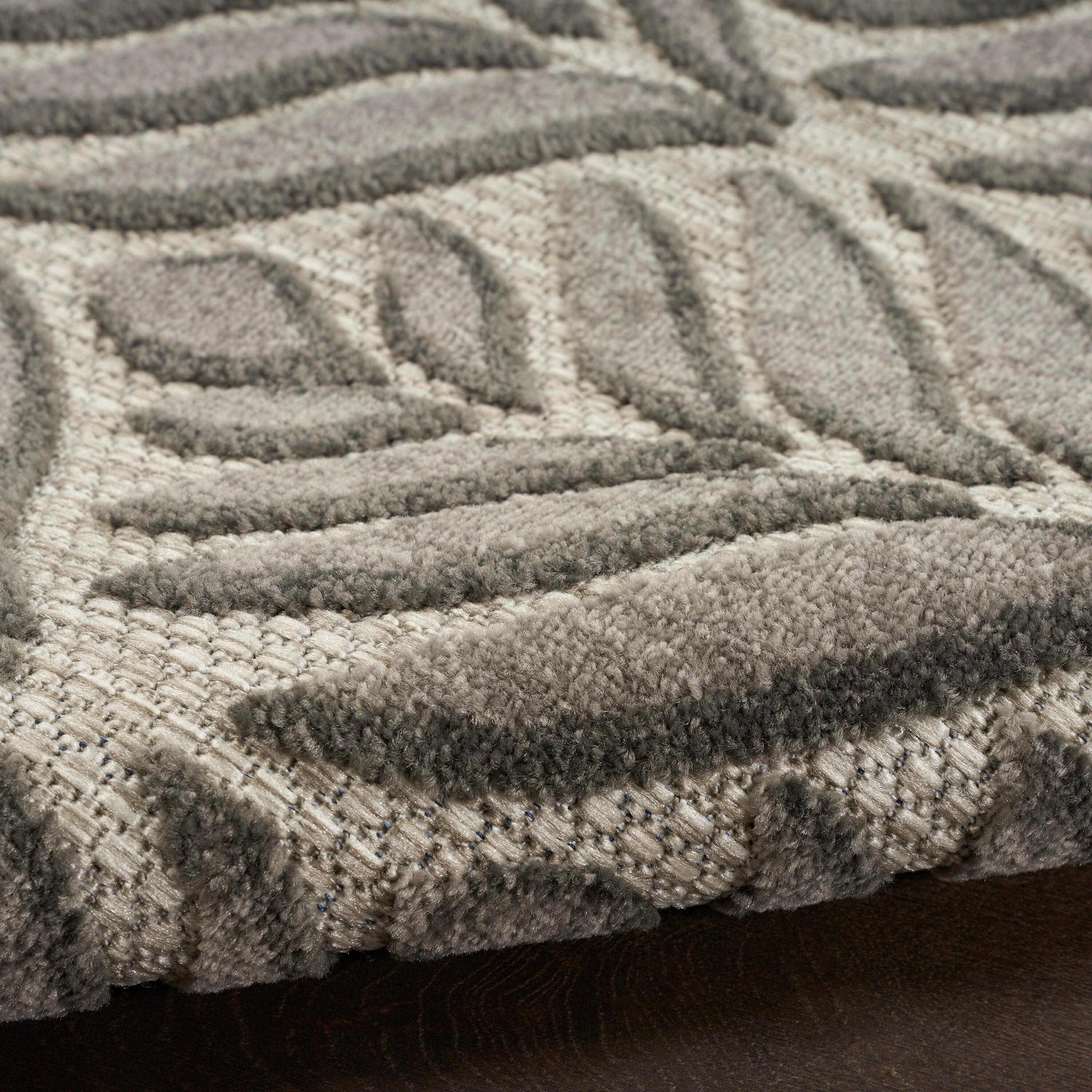 Nourison Aloha Tropical Palm Flatweave High-Low Indoor Outdoor Area Rug Charcoal 2'8" x 4'