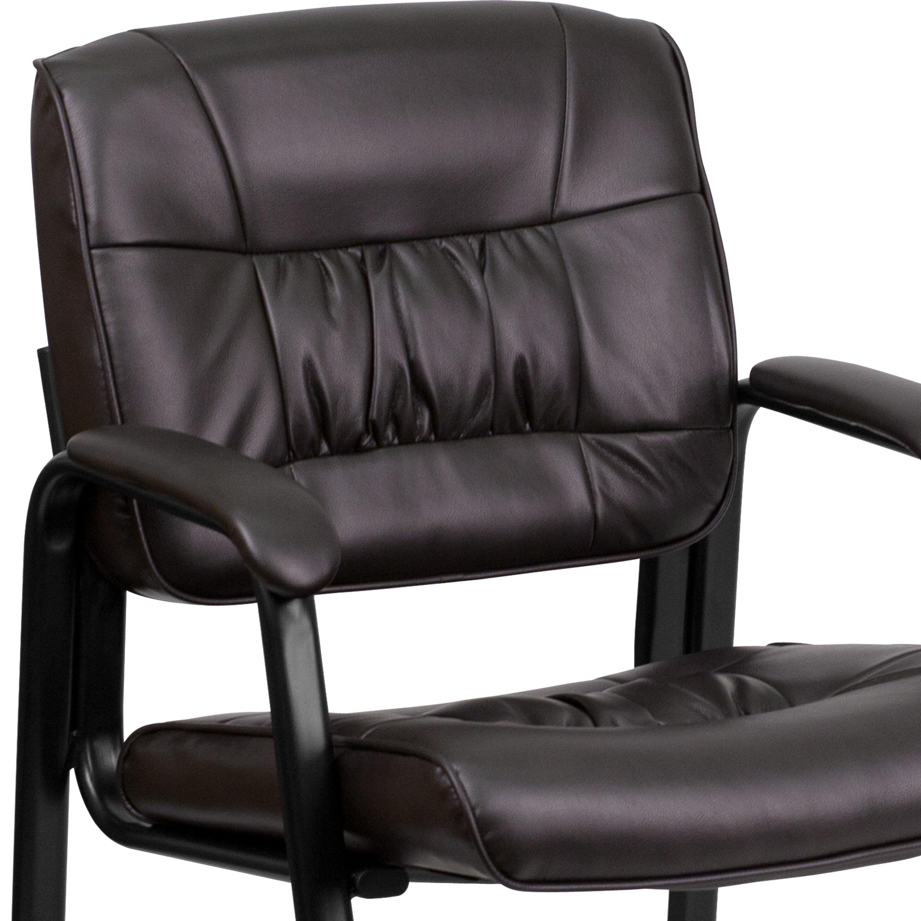 Flash Furniture Haeger LeatherSoft Tufted Executive Reception Chair with Padded Armrests, Brown