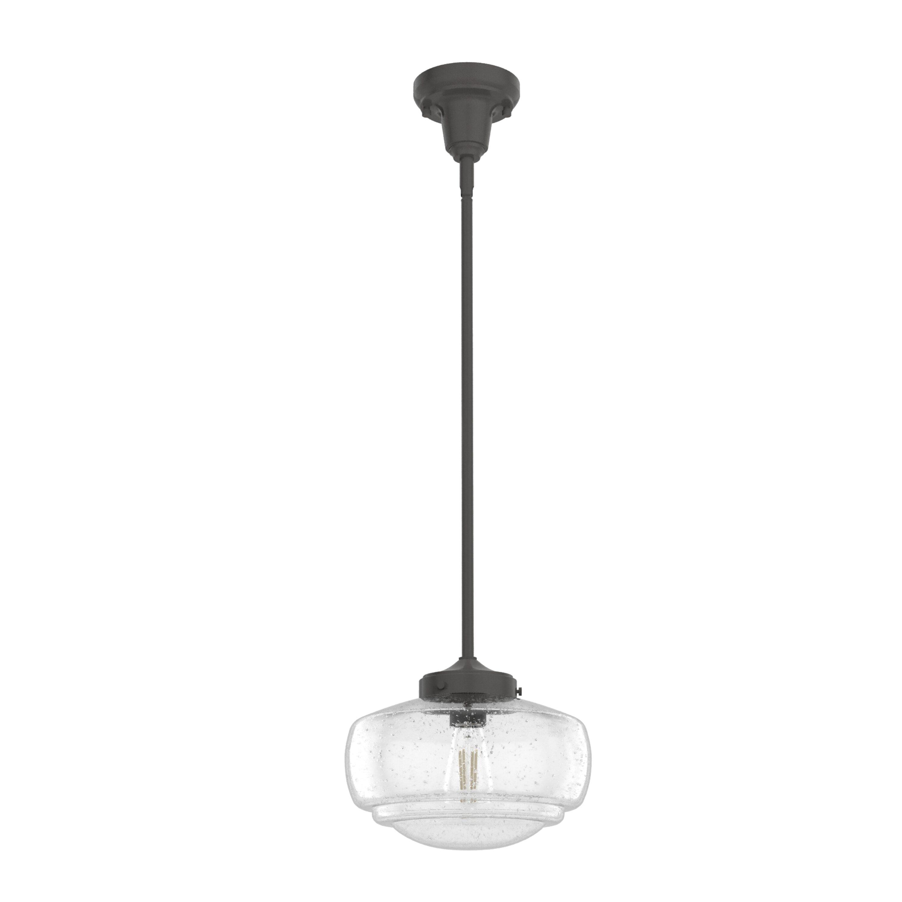 19187-Hunter Fans-Saddle Creek 1-Light Mini Pendant In Transitional Style-7.75 Inches Tall and 10 Inches Wide-Noble Bronze Finish-Seeded Glass Color