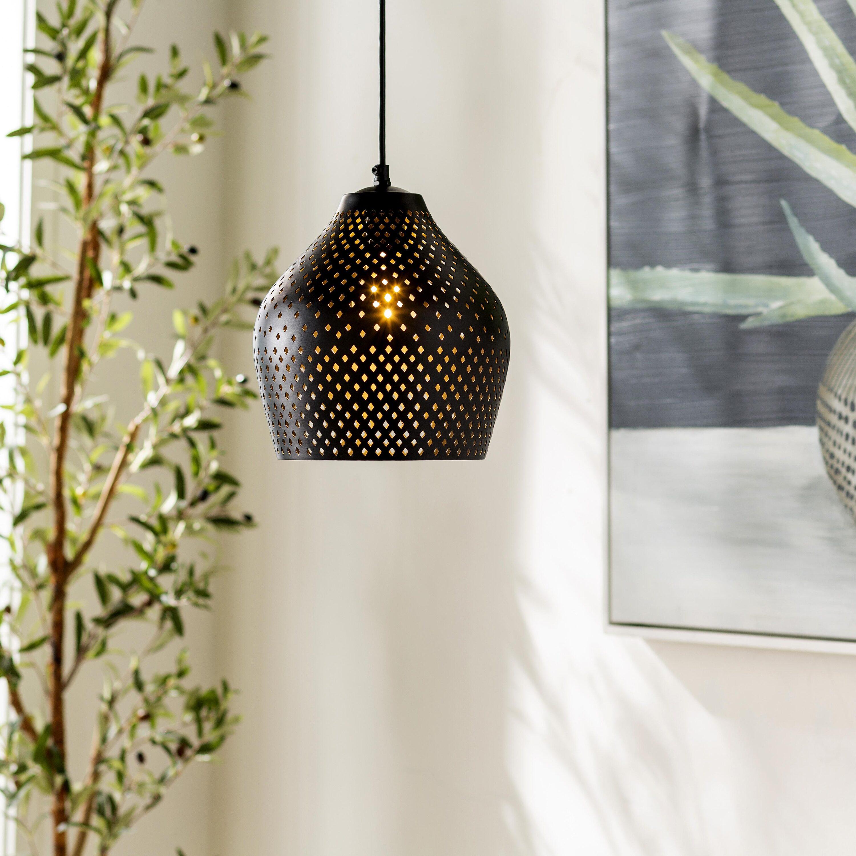 Adelaide Modern Black Metal 1-Light Pendant with Black Shade