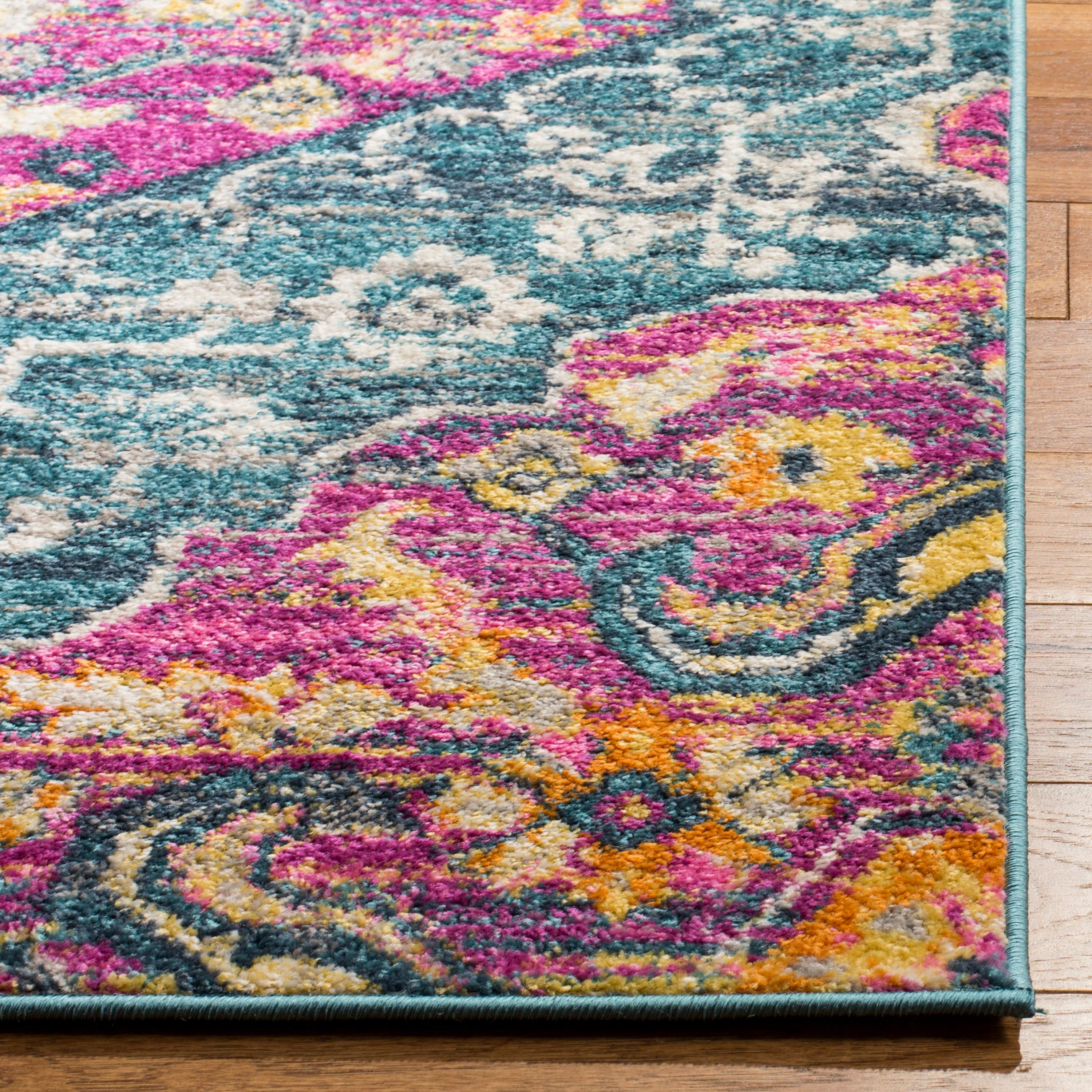 Madison MAD119 Power Loomed Indoor Area Rug - Blue/Fuchsia - 6'7"x6'7" - Safavieh.