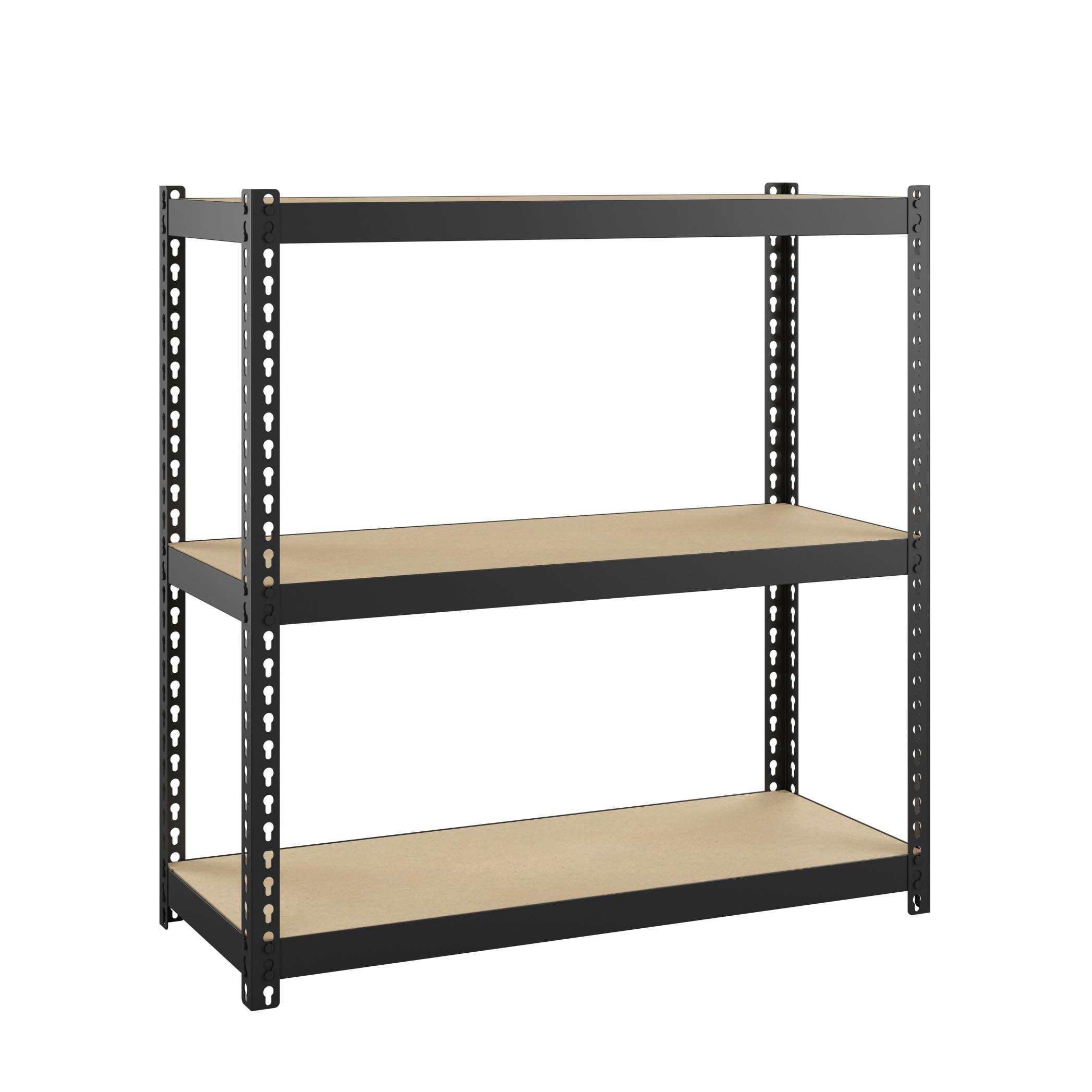 Black Riveted Steel 3-Shelf Garage Storage Unit