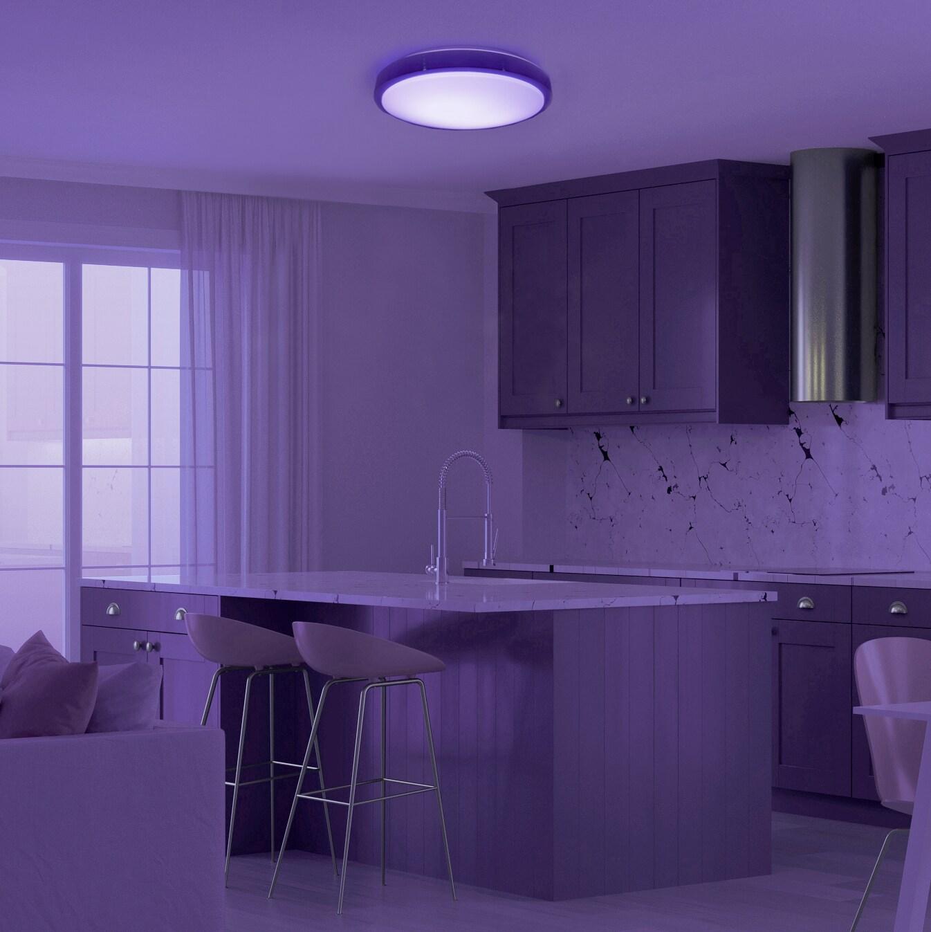 Luvoni by Maxxima 13 in. Smart WiFi LED Round Flush Mount Ceiling Light, Dimmable, CCT 2000K-5000K, 1500 Lumens