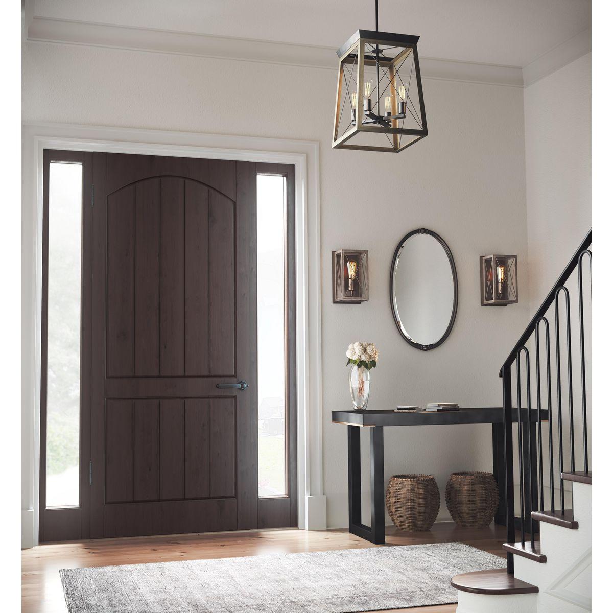 Progress Lighting Briarwood 1-Light Wall Sconce, Antique Bronze, X-Brace Design, Faux Wood Frame