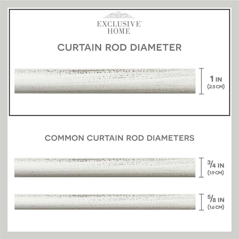 Exclusive Home 36"-72" Duke Curtain Rod - Distressed White: Iron, Single Rod, 25 lb Capacity, Rounded Cap Finial