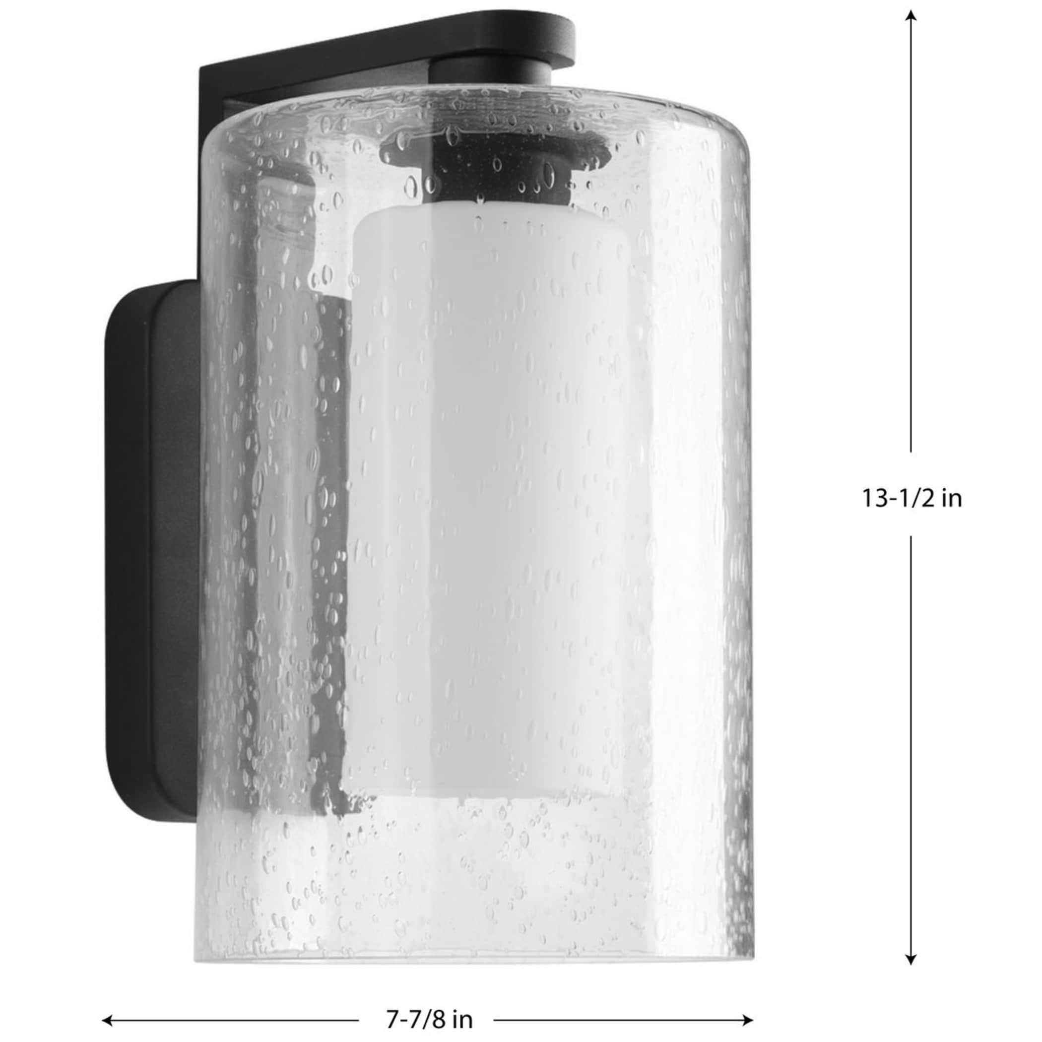 Progress Lighting Compel 1-Light Outdoor Wall Lantern, Black, Seeded Glass Shade