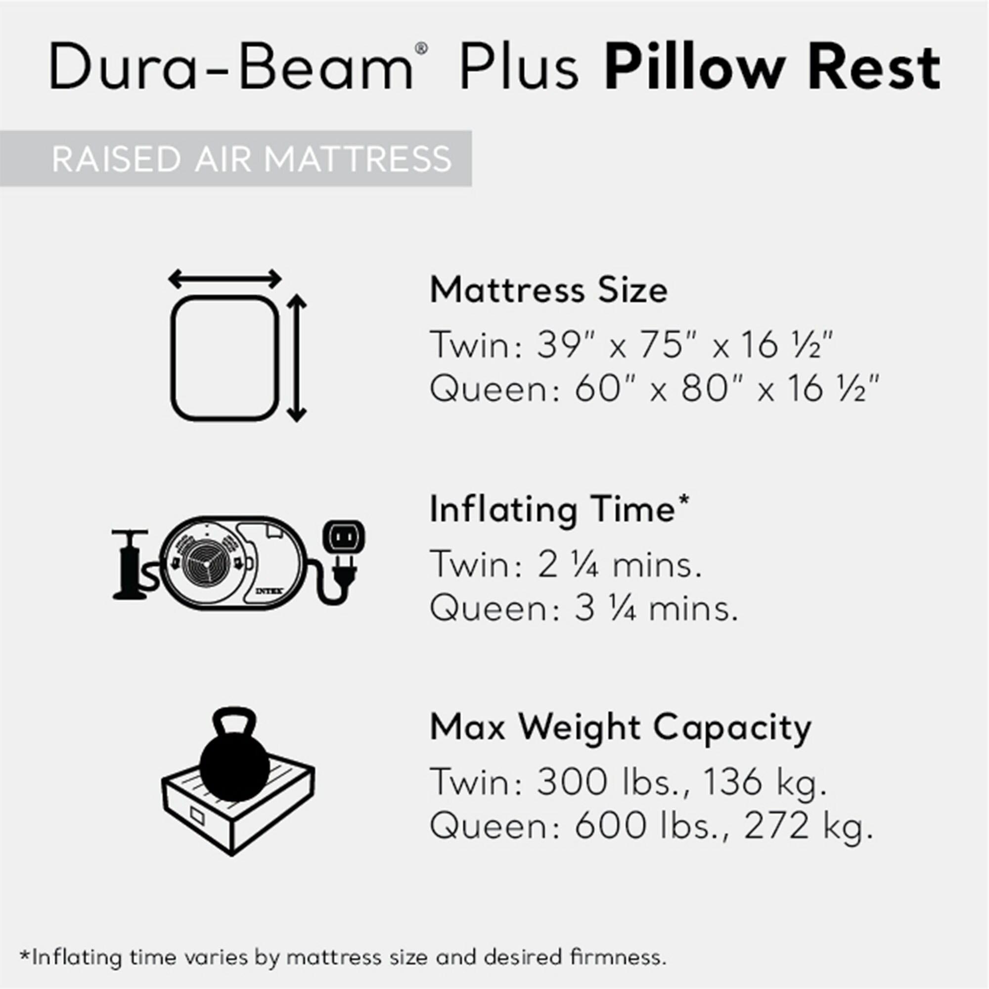 Intex Dura Beam Plus Pillow Raised Airbed Mattress With Built In Pump