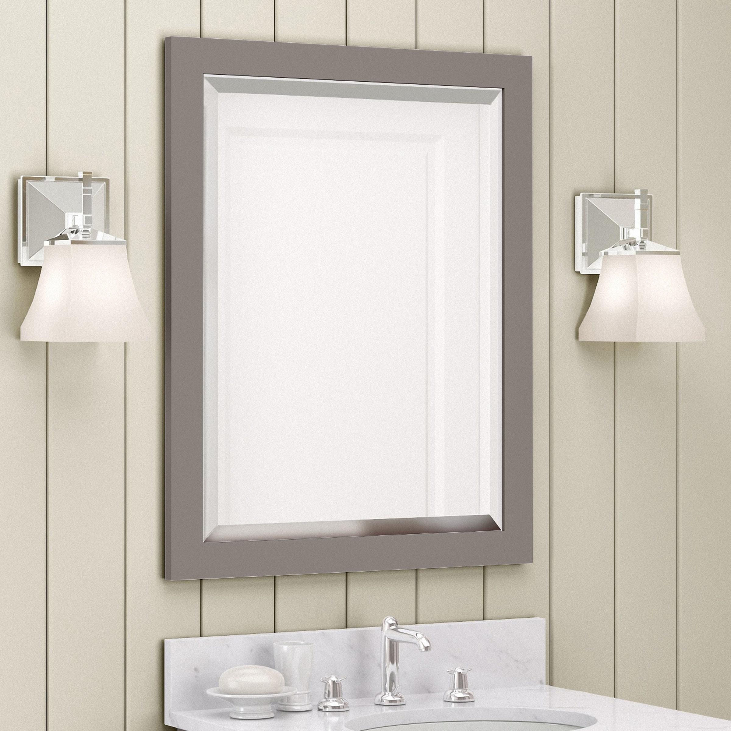 Alaterre Furniture 24" Beveled Bath Vanity Mirror, Gray