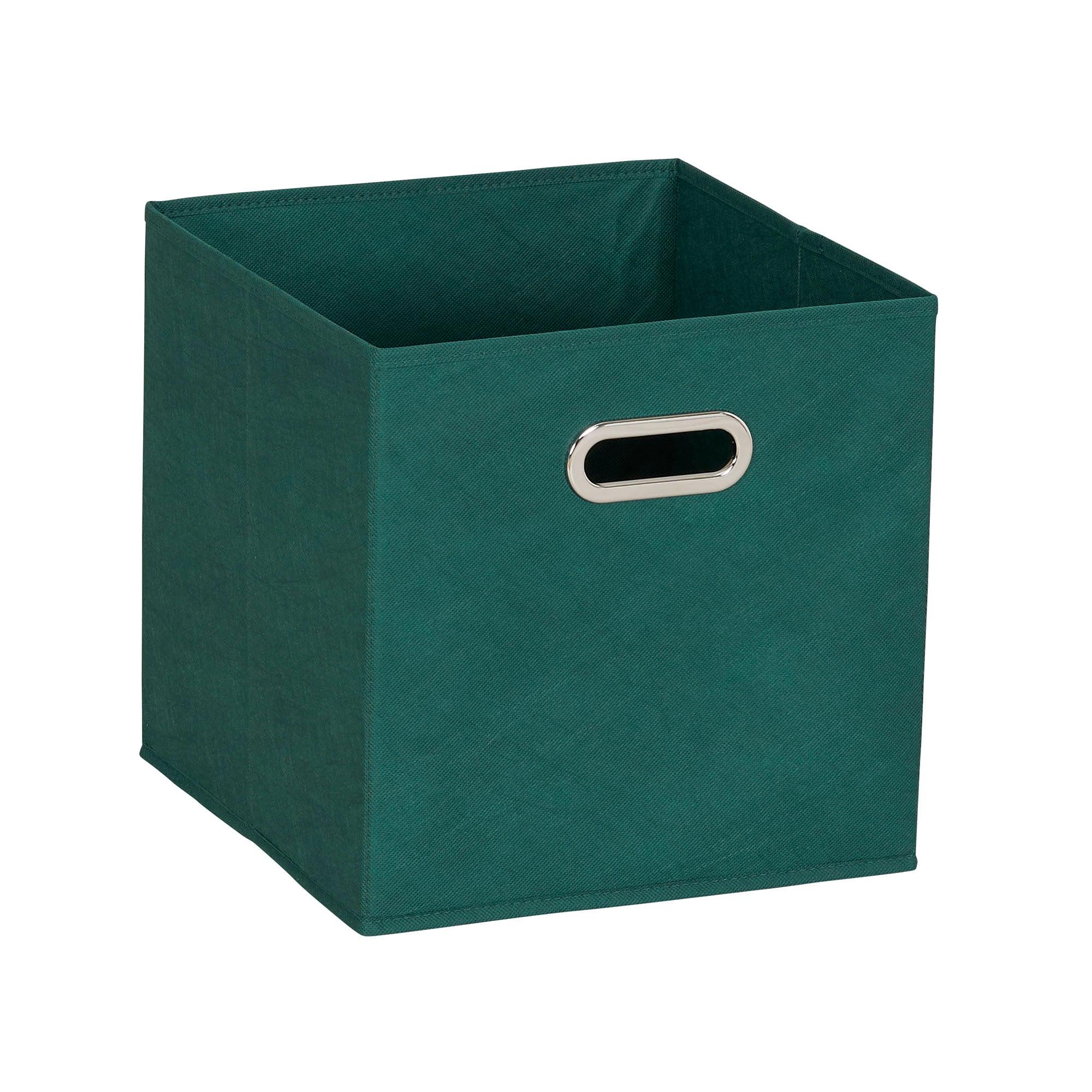 Household Essentials 11" Set of 6 Storage Bins Forest Green: 11 Inch Cube Storage, Polypropylene, Handles, Folds Flat