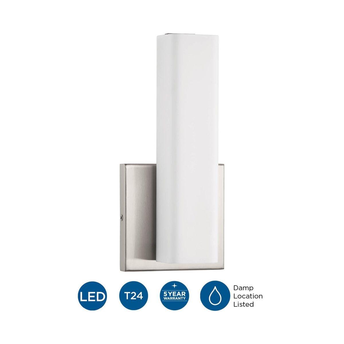 Progress Lighting, Beam Collection, 1-Light LED Wall Bracket, Brushed Nickel, Opal Glass Shade