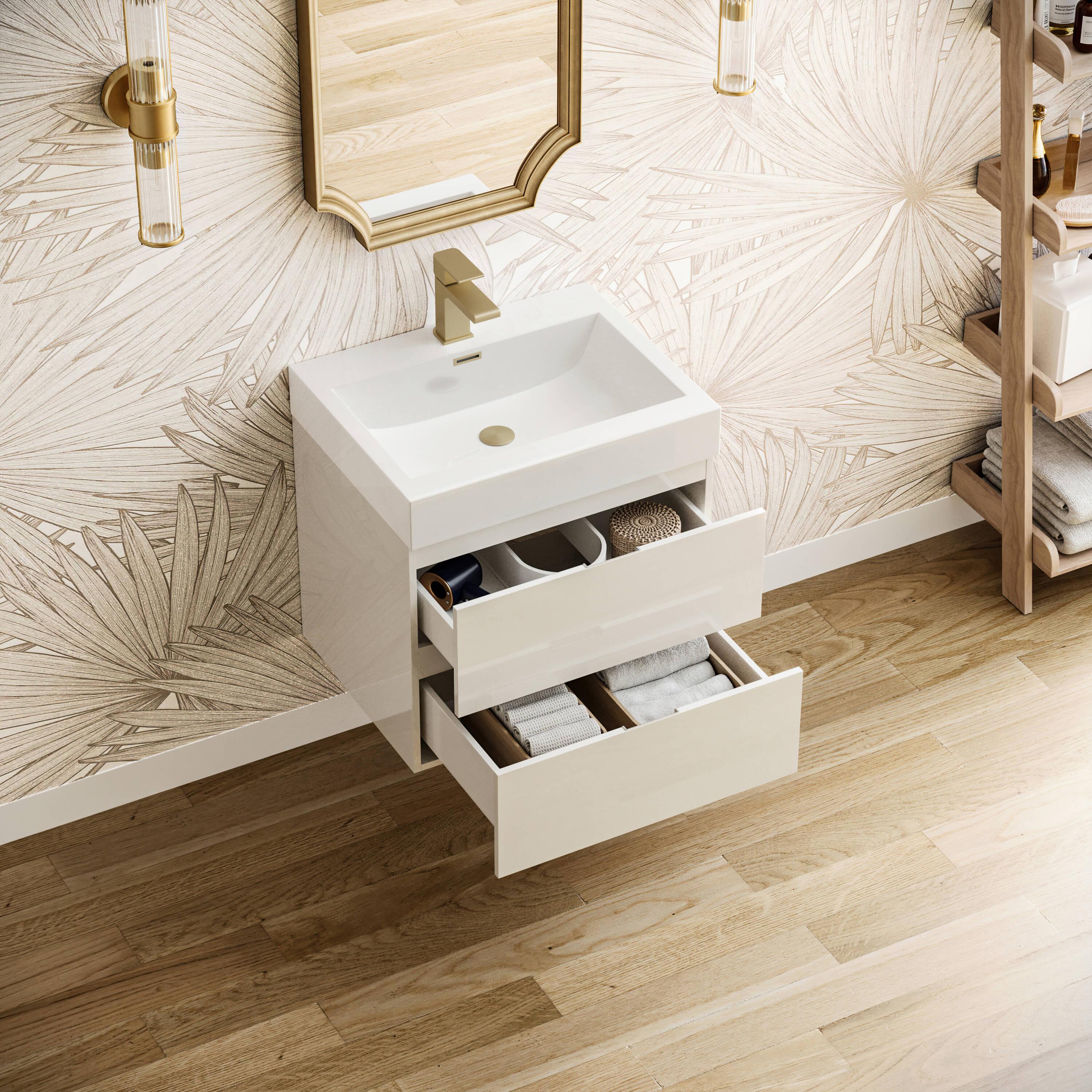 Valencia 24" Wall Mount Single Sink Bathroom Vanity with Top and Sink (Faucet Not Included)