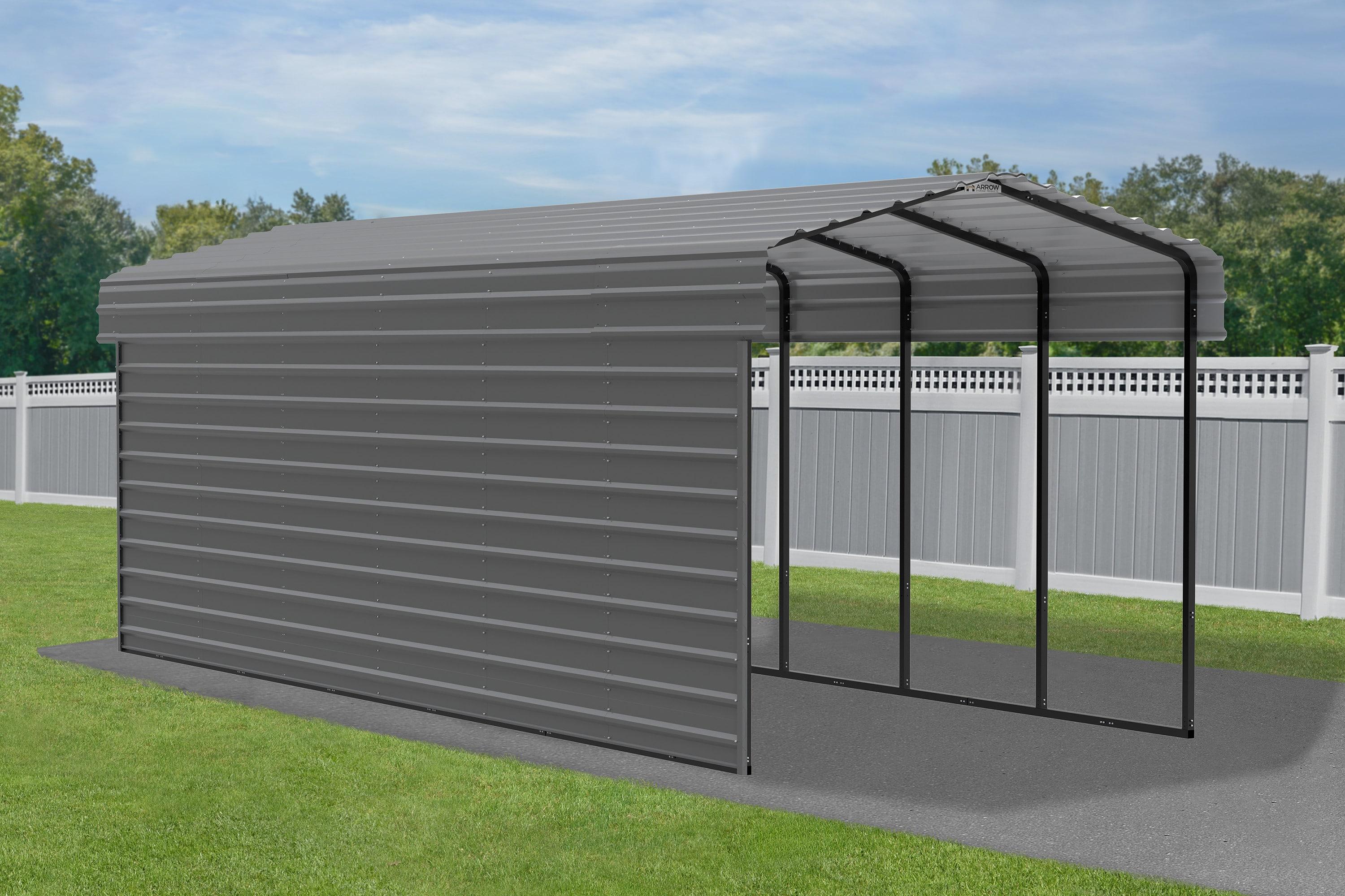 Arrow Arrow Steel Carport with 1 Side Wall Kit, 10x29x09