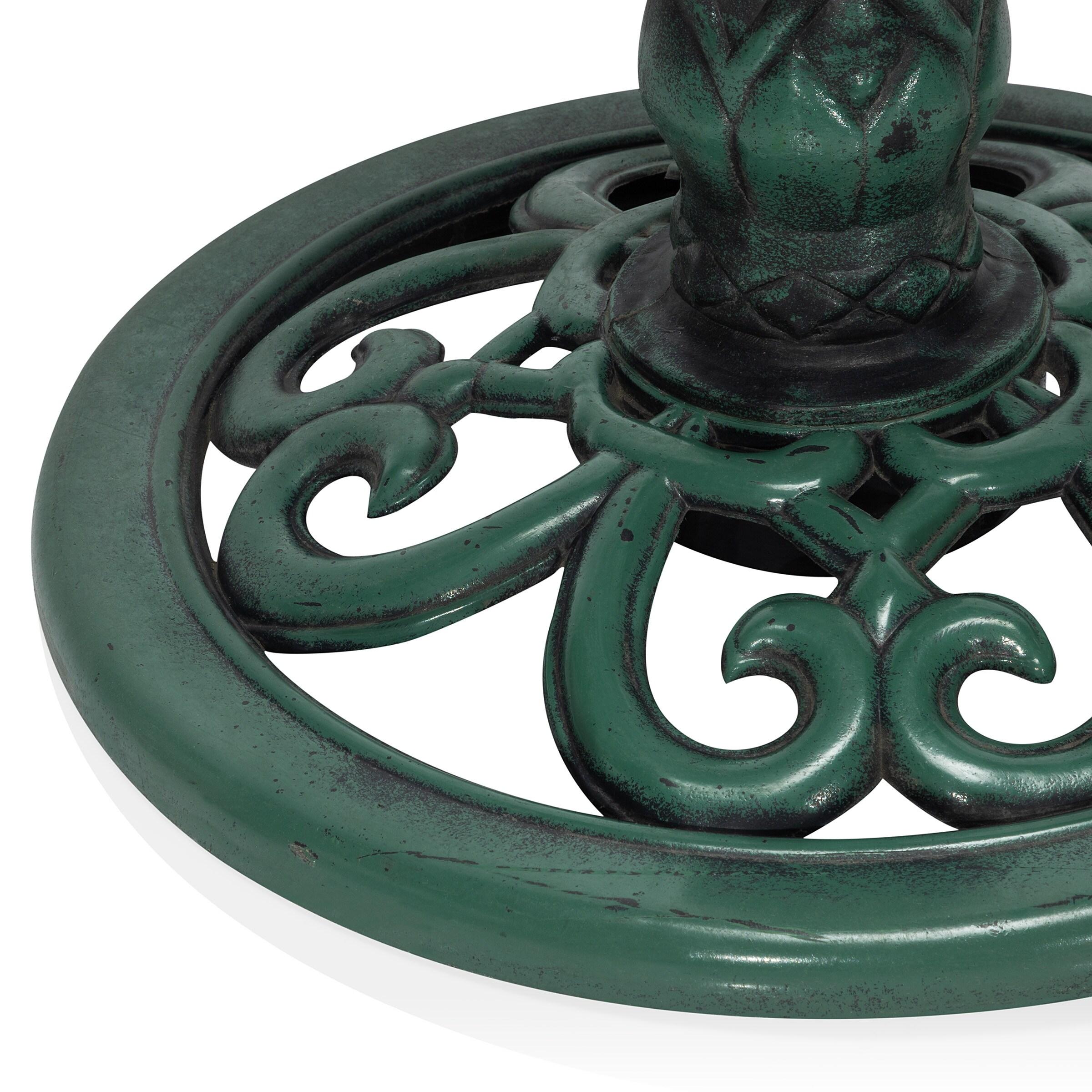 Green Polypropylene 31" Outdoor Bird Bath with Bird Decoration