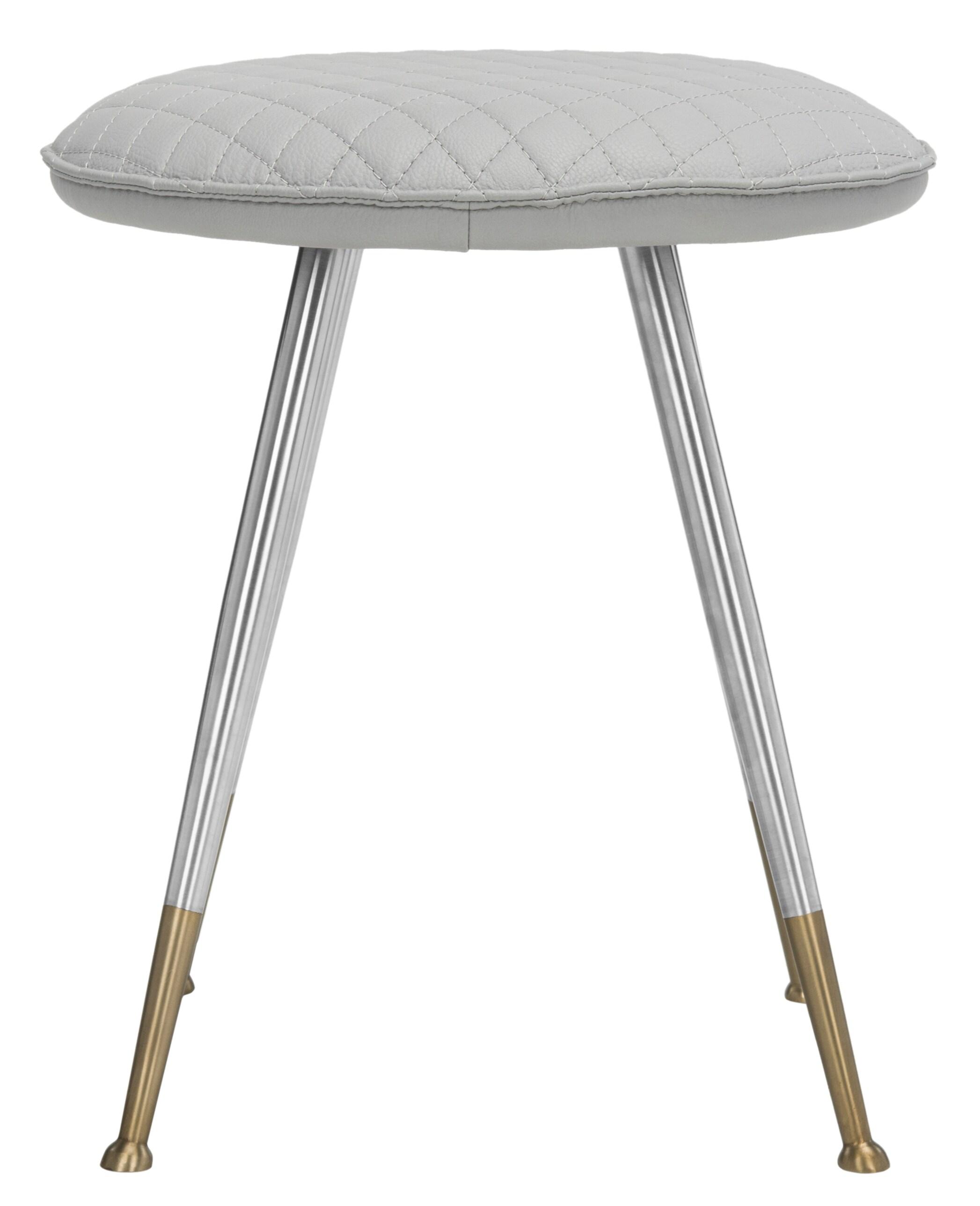 SAFAVIEH Brinley 30"H Mid Century Modern Stool, Light Grey/Silver