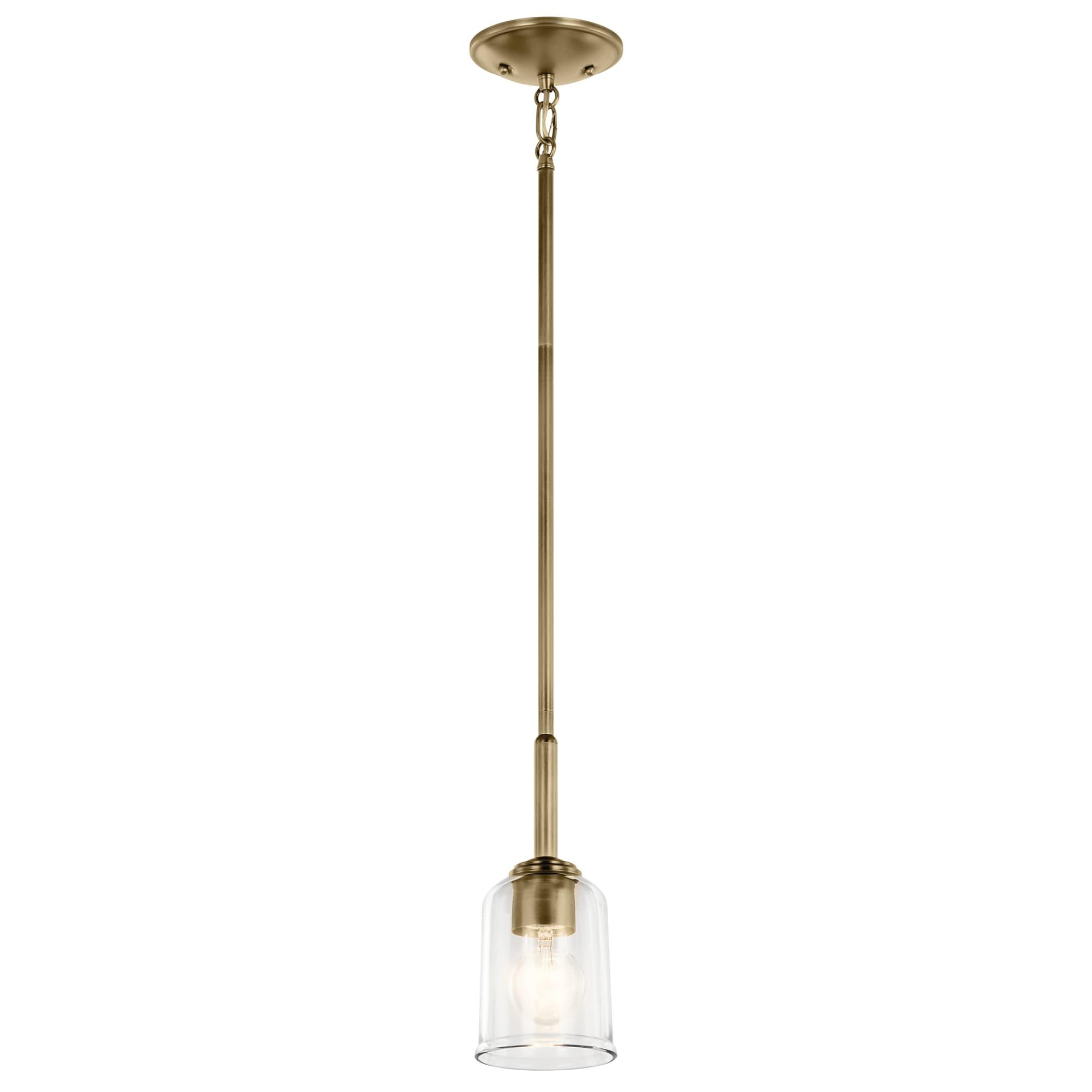 Kichler 43674 Shailene 5" Wide Mini Pendant - Natural Brass / Clear