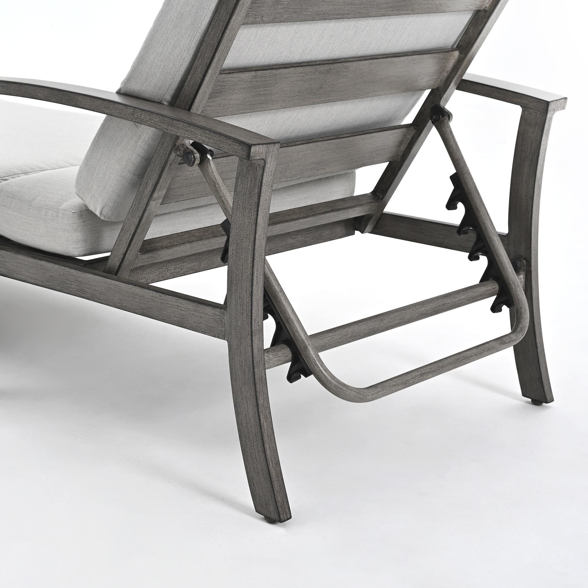 2-piece Outdoor Alumiunm Gray Patio Chaise Lounge Chair