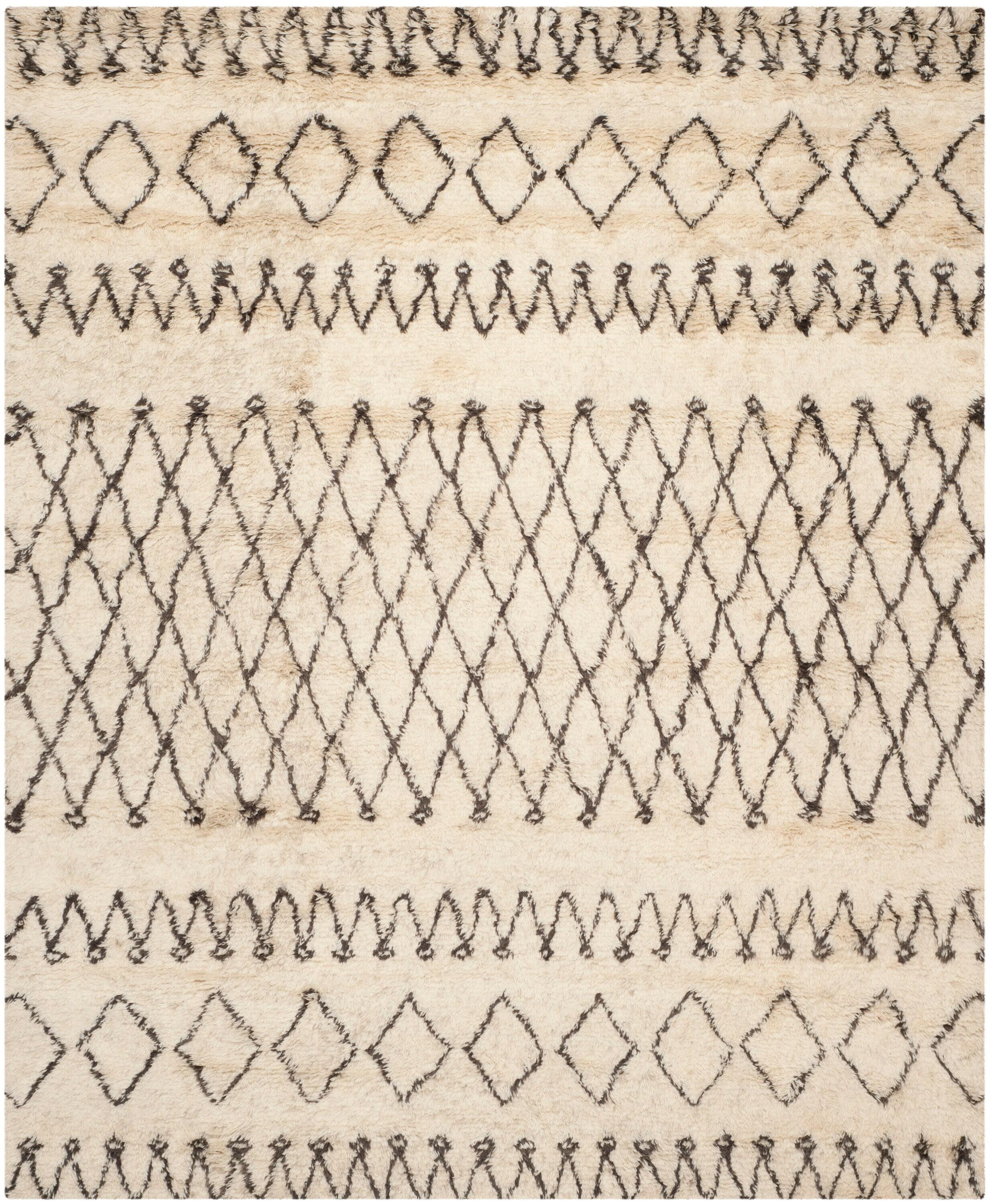New Rug Collections CSB851A-9-Color:Ivory/Black,Design:Shag & Flokati,Shape:Medium Rectangle,Size:8'L x 5'W