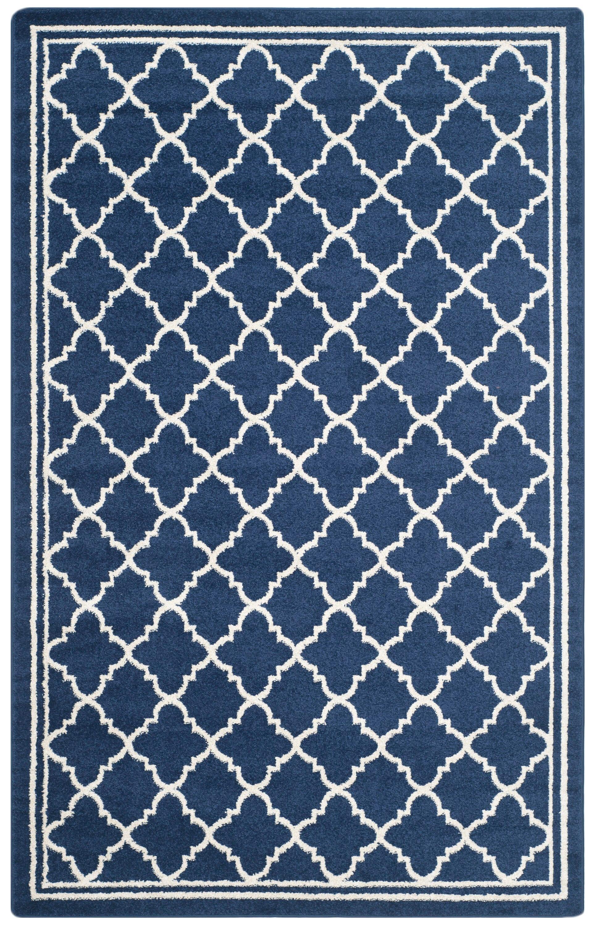 Amherst AMT422 Power Loomed Indoor Area Rug - Navy/Beige - 4'x6' - Safavieh