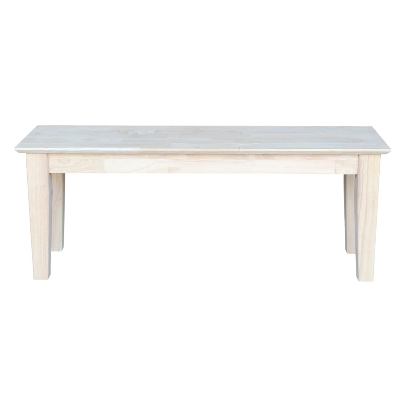 Shaker Style Bench Unfinished - International Concepts: Solid Wood, 47" Width, Seats 2