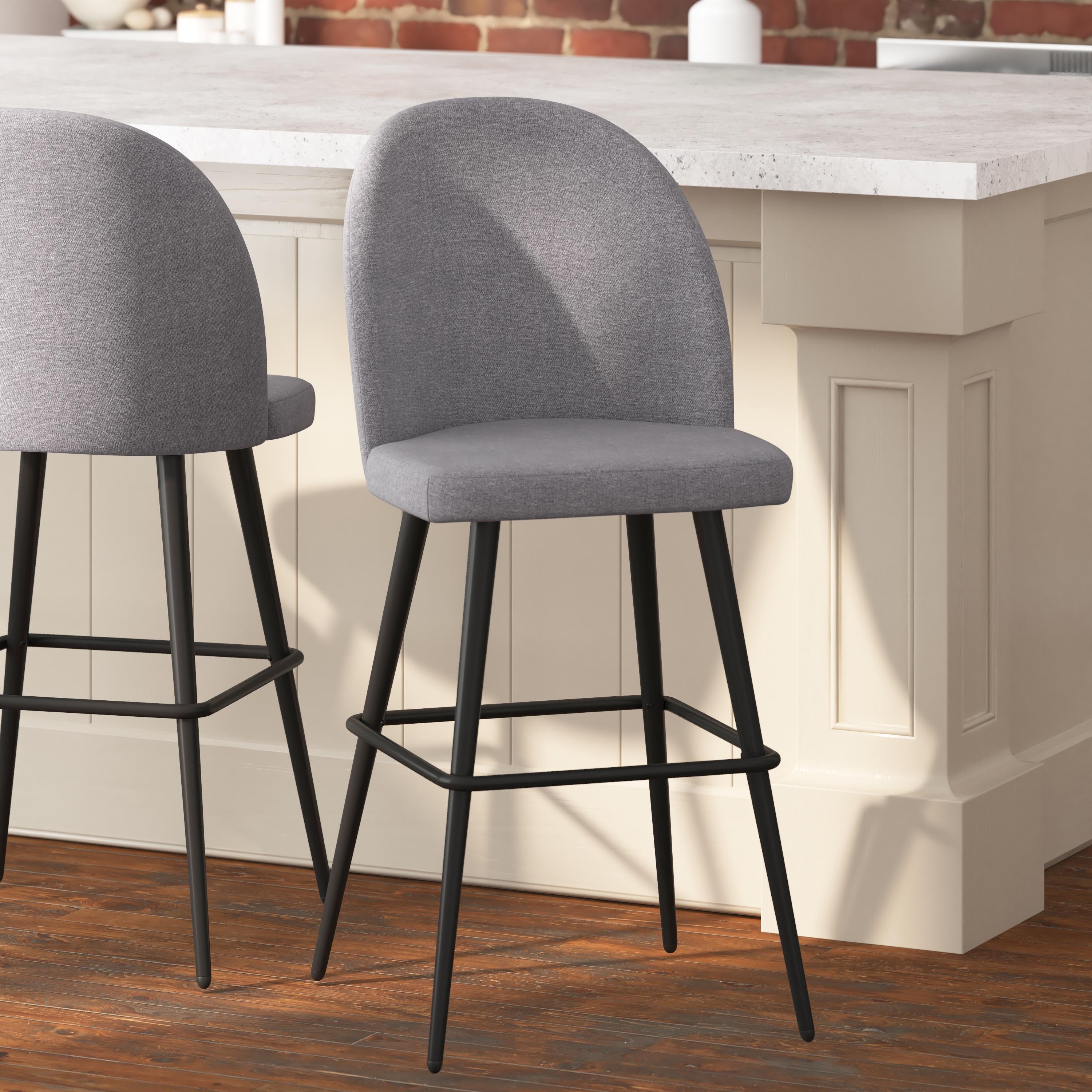 Taylor & Logan 2pk Alita Barstools Gray: Upholstered Faux Leather, Metal Frame, 300 lbs Capacity