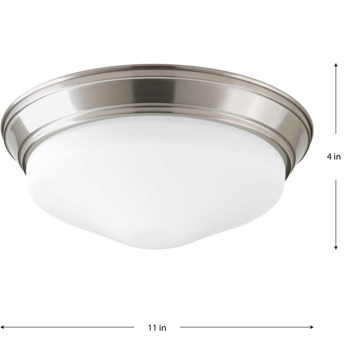 Progress Lighting, Etched Glass Collection, 1-Light LED Flush Mount, Brushed Nickel, Steel, Damp Rated, Dimmable, Canopy Included