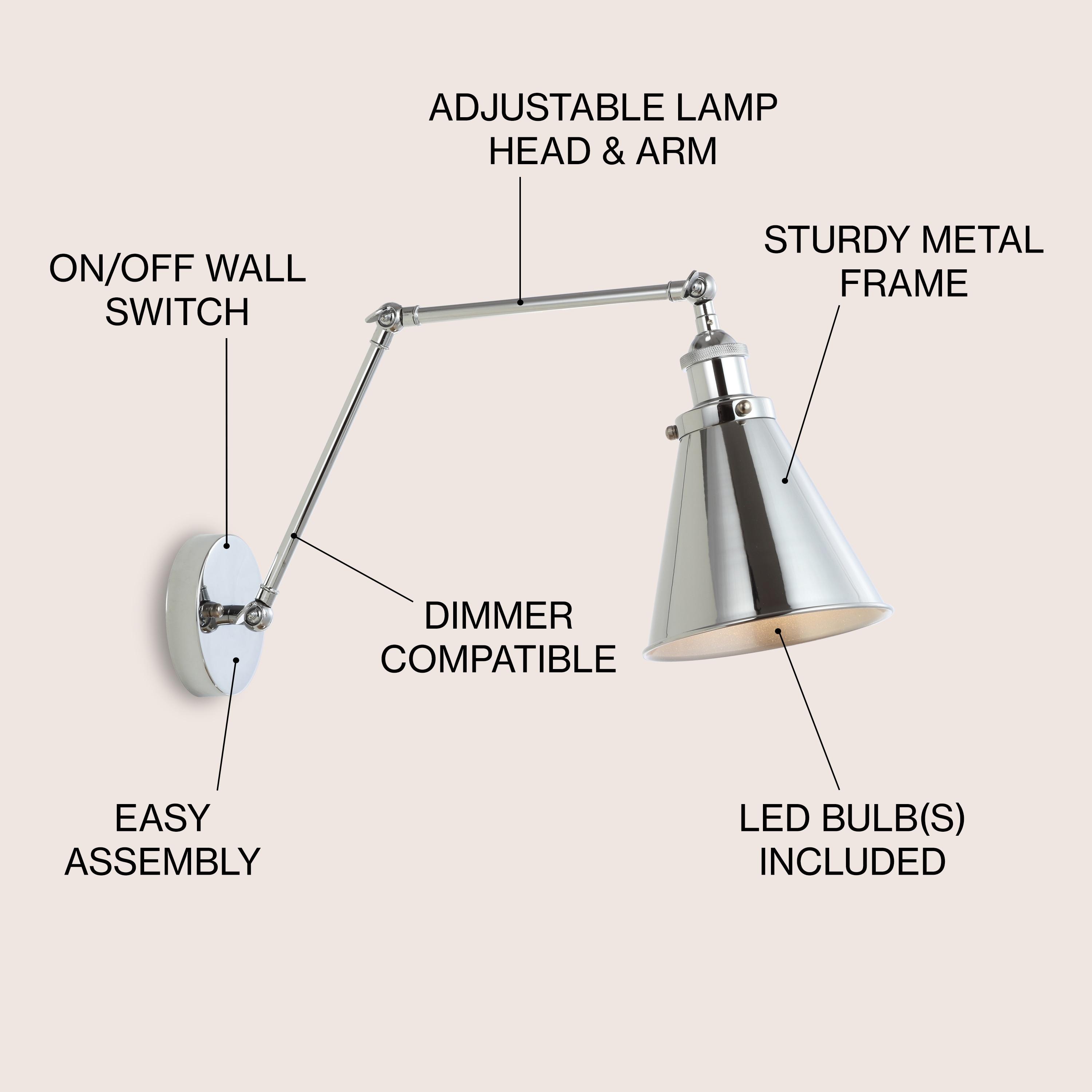 Rover 7" Chrome LED Swing Arm Wall Sconce - Polished Finish