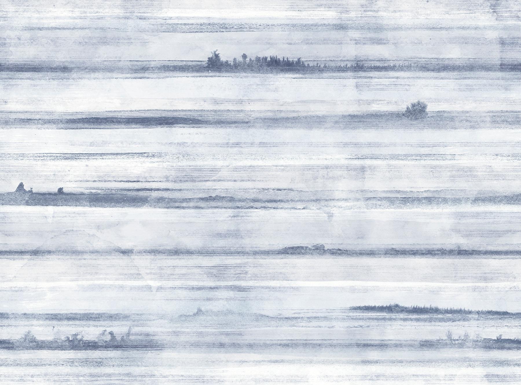 Ocean Blue and White Striped Washable Wall Mural