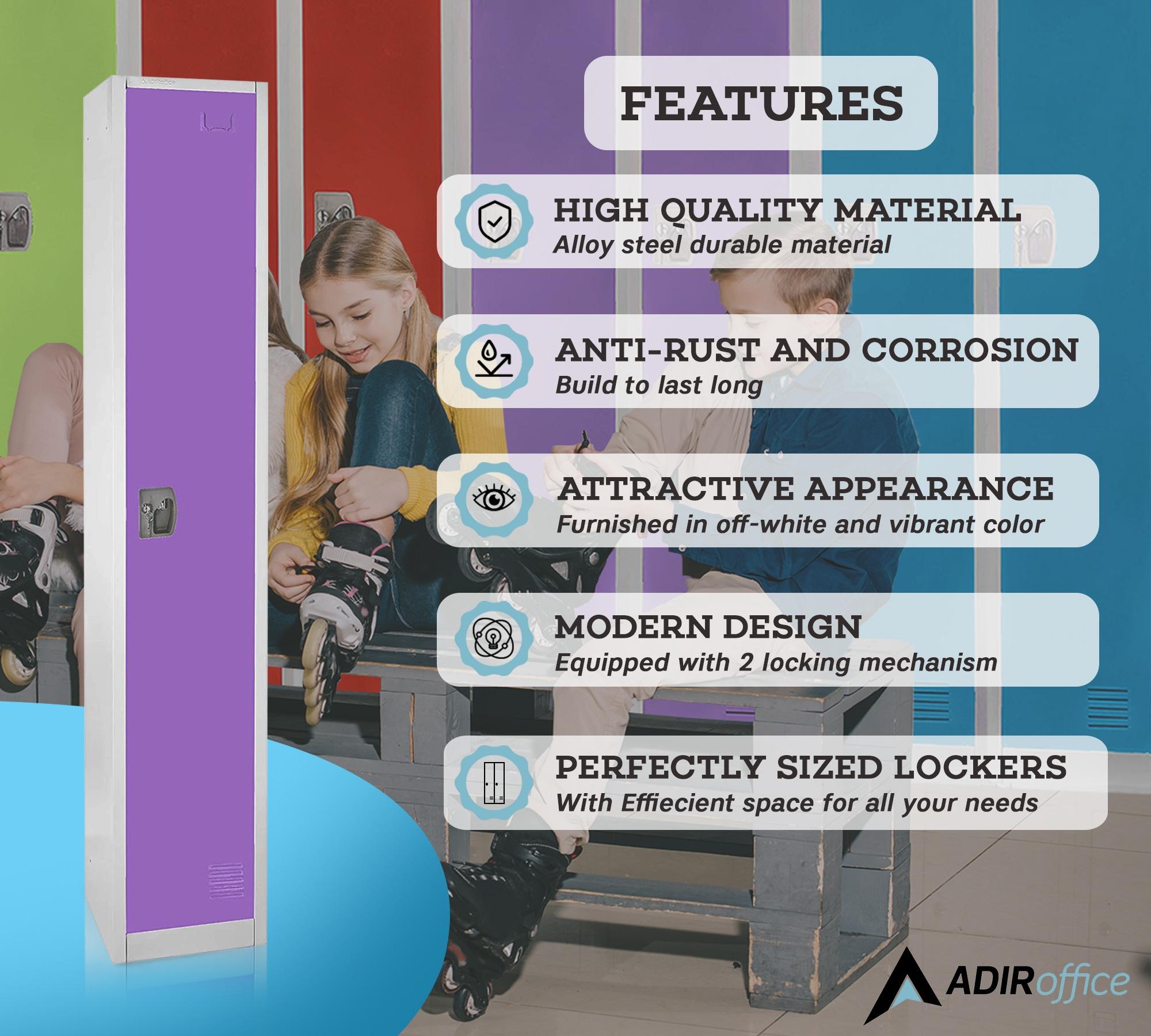 AdirOffice 12'' Wide Steel 1-Tier School and Gym Locker