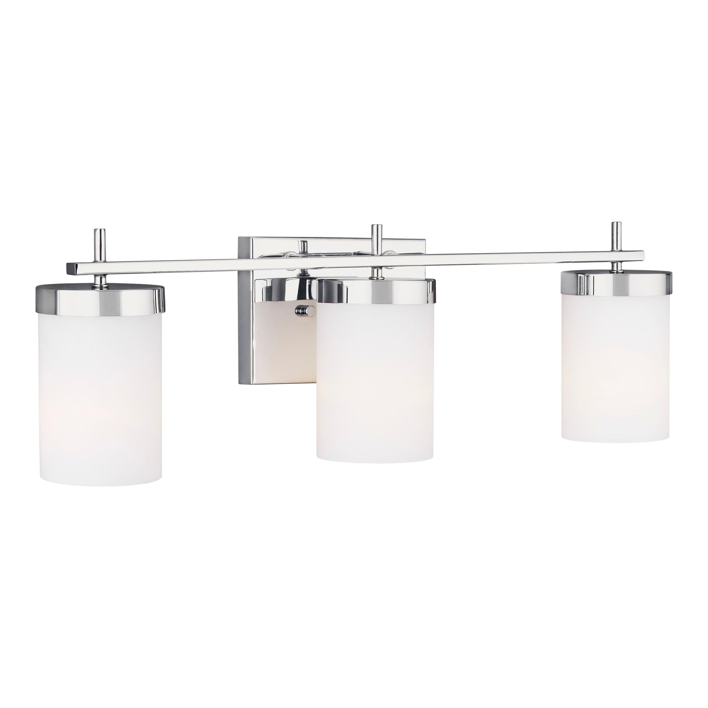 Zire Chrome 3-Light LED Vanity Fixture with Etched Glass